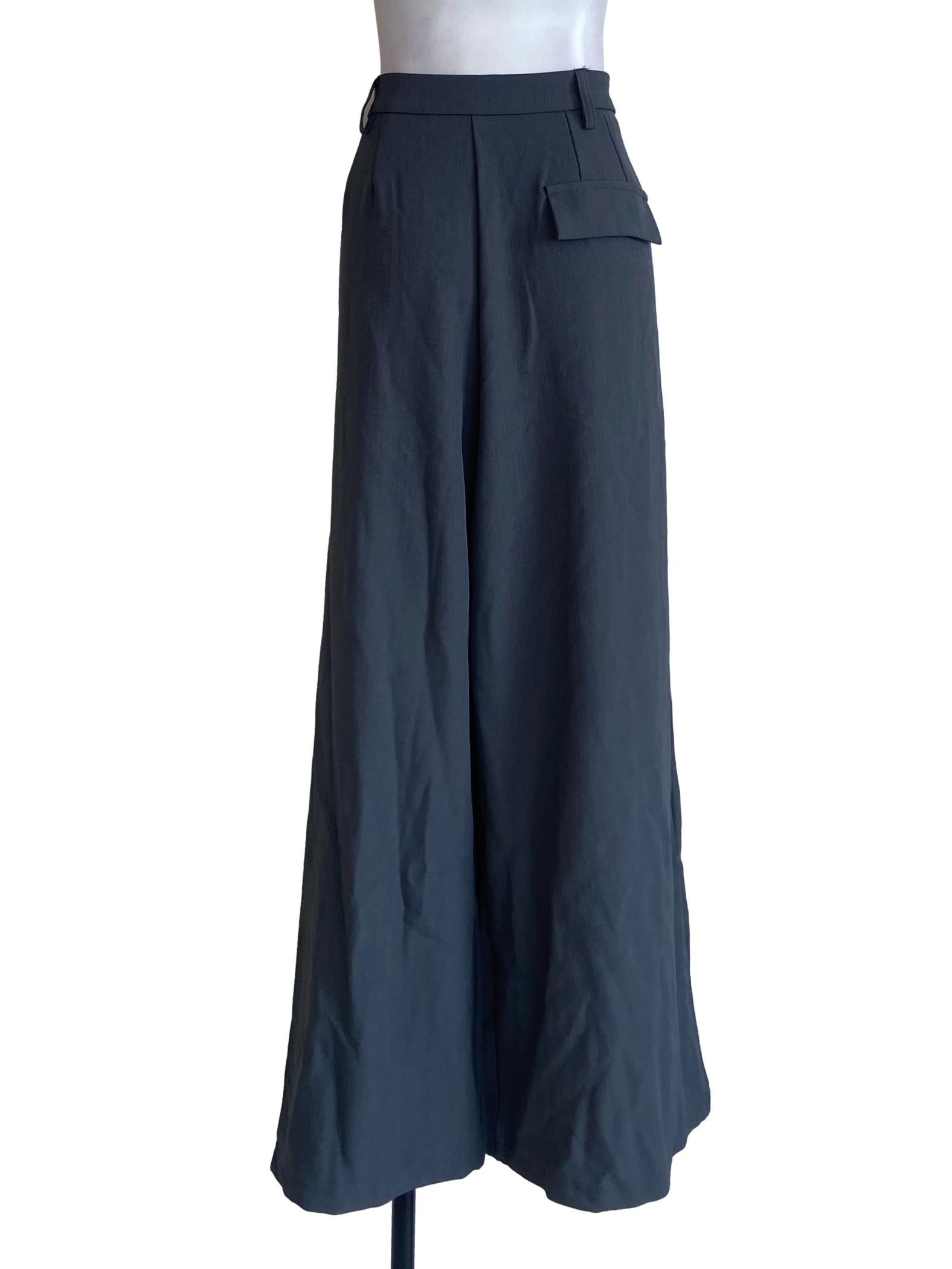 Lead Grey Twill Palazzo Pants