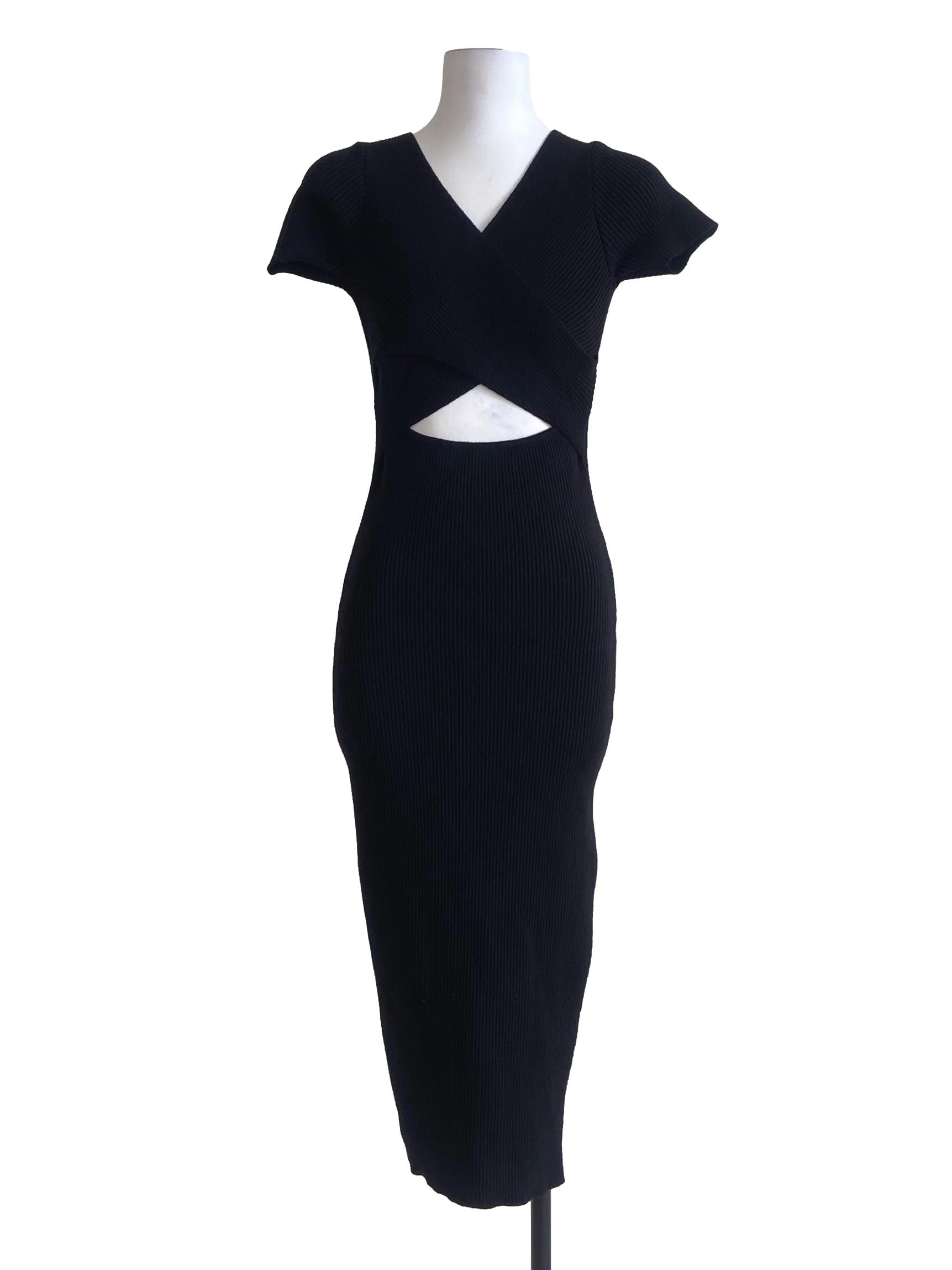 Black Cut Out Slit Bodycon Dress
