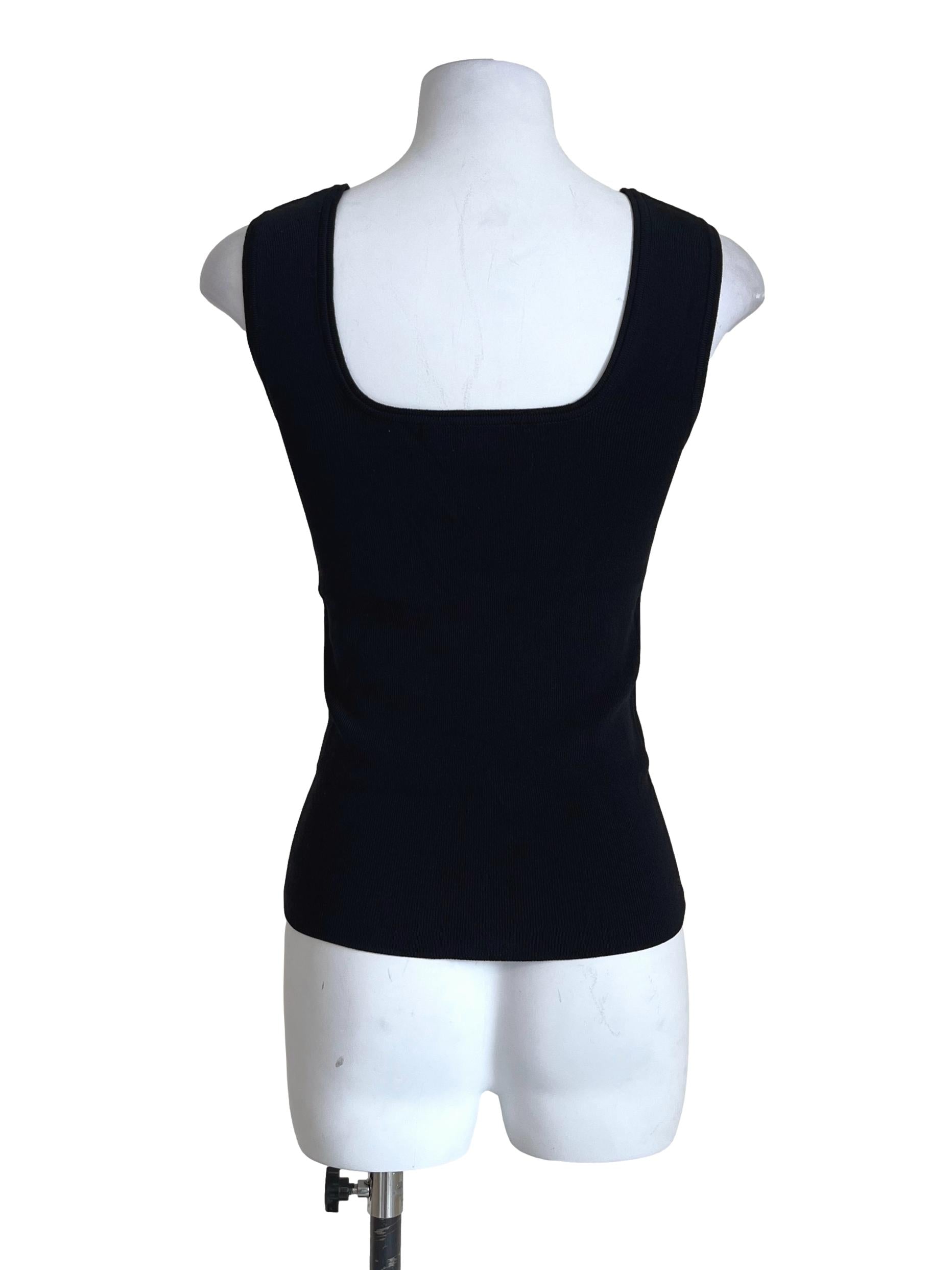 Jade Black Square-Neck Fitted Tank Top LB