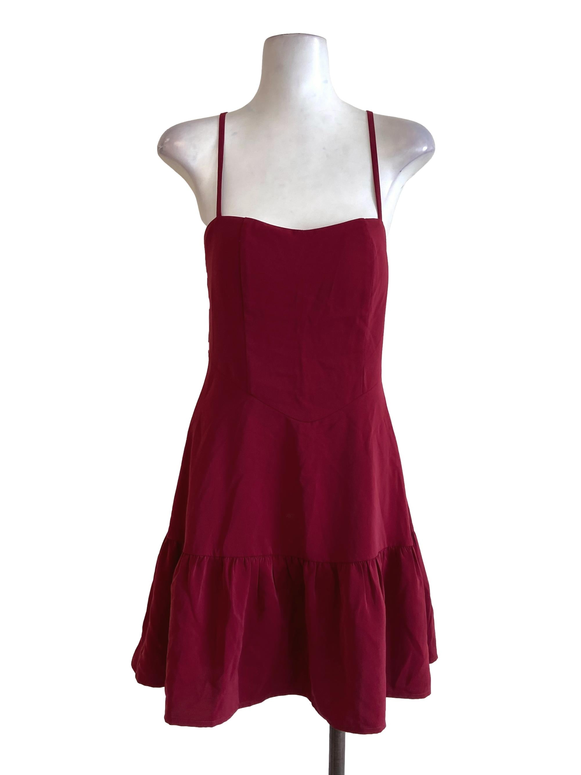 Brick Red Spaghetti Strap Drop Waist Rompers