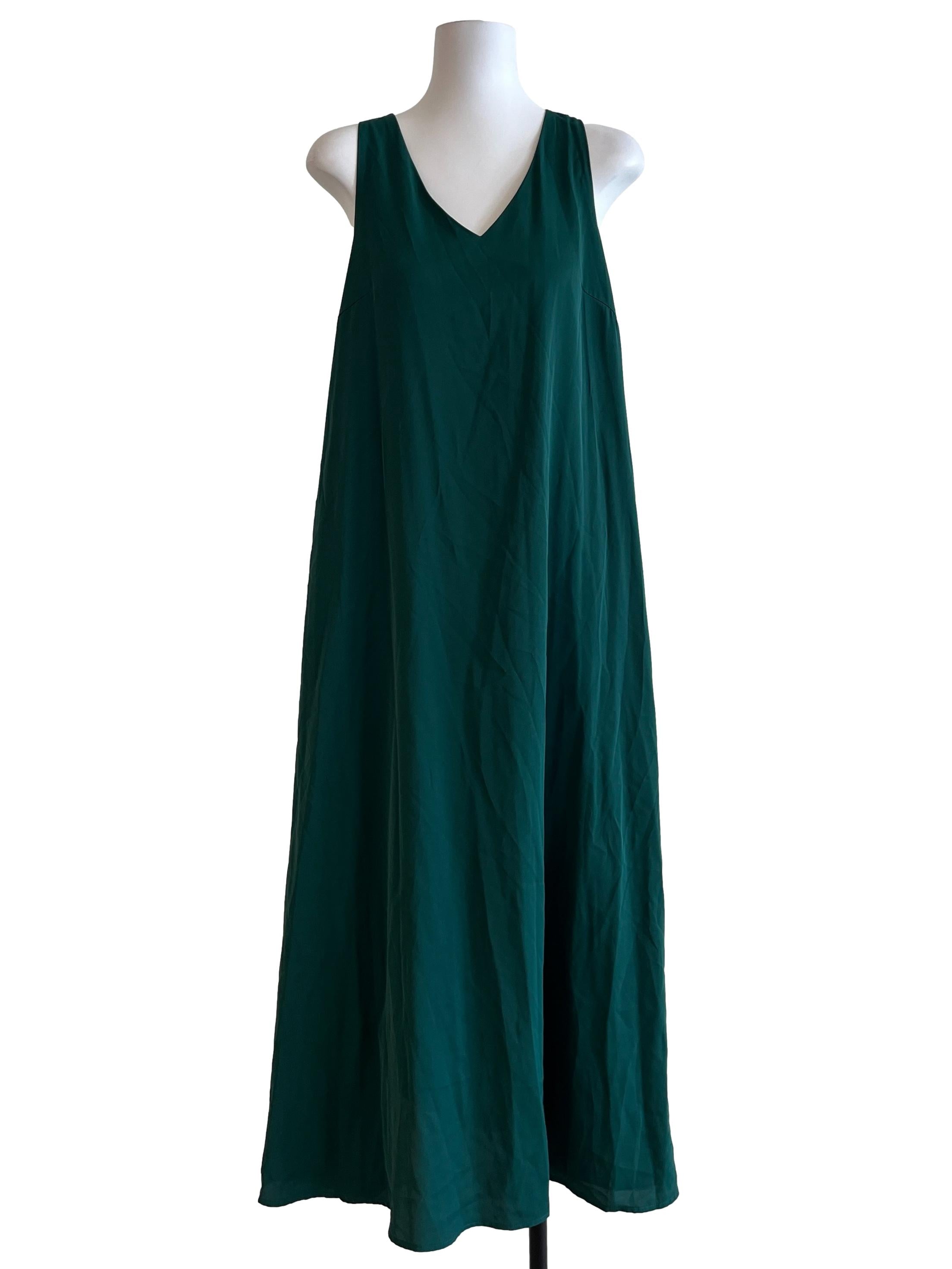 Emerald Green V Neck Dress