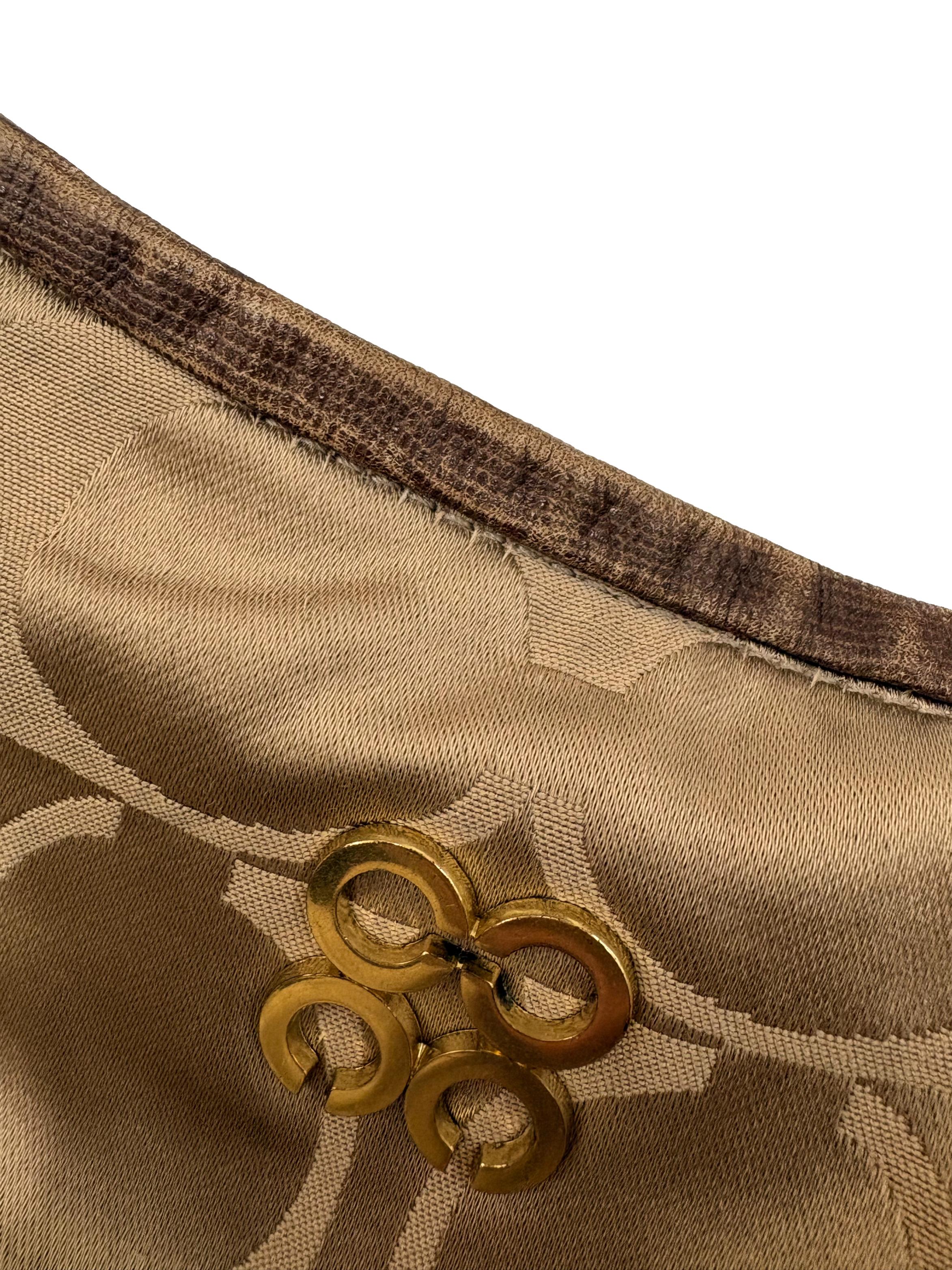 Brown Satin Hobo Leather Shoulder Bag