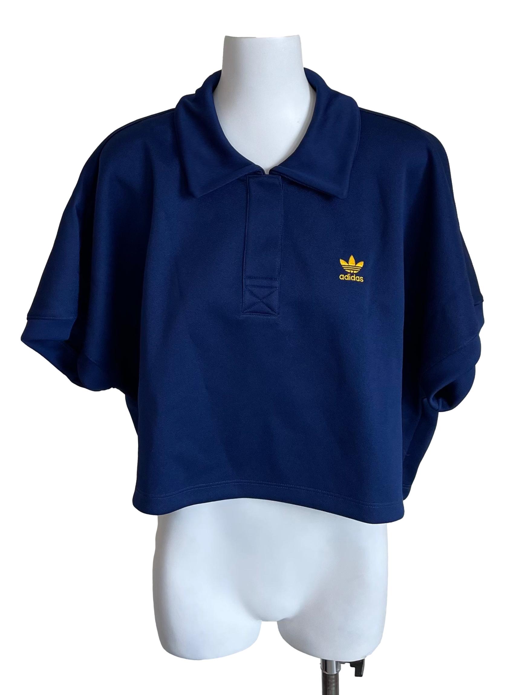 Navy Logo Crop Polo Top