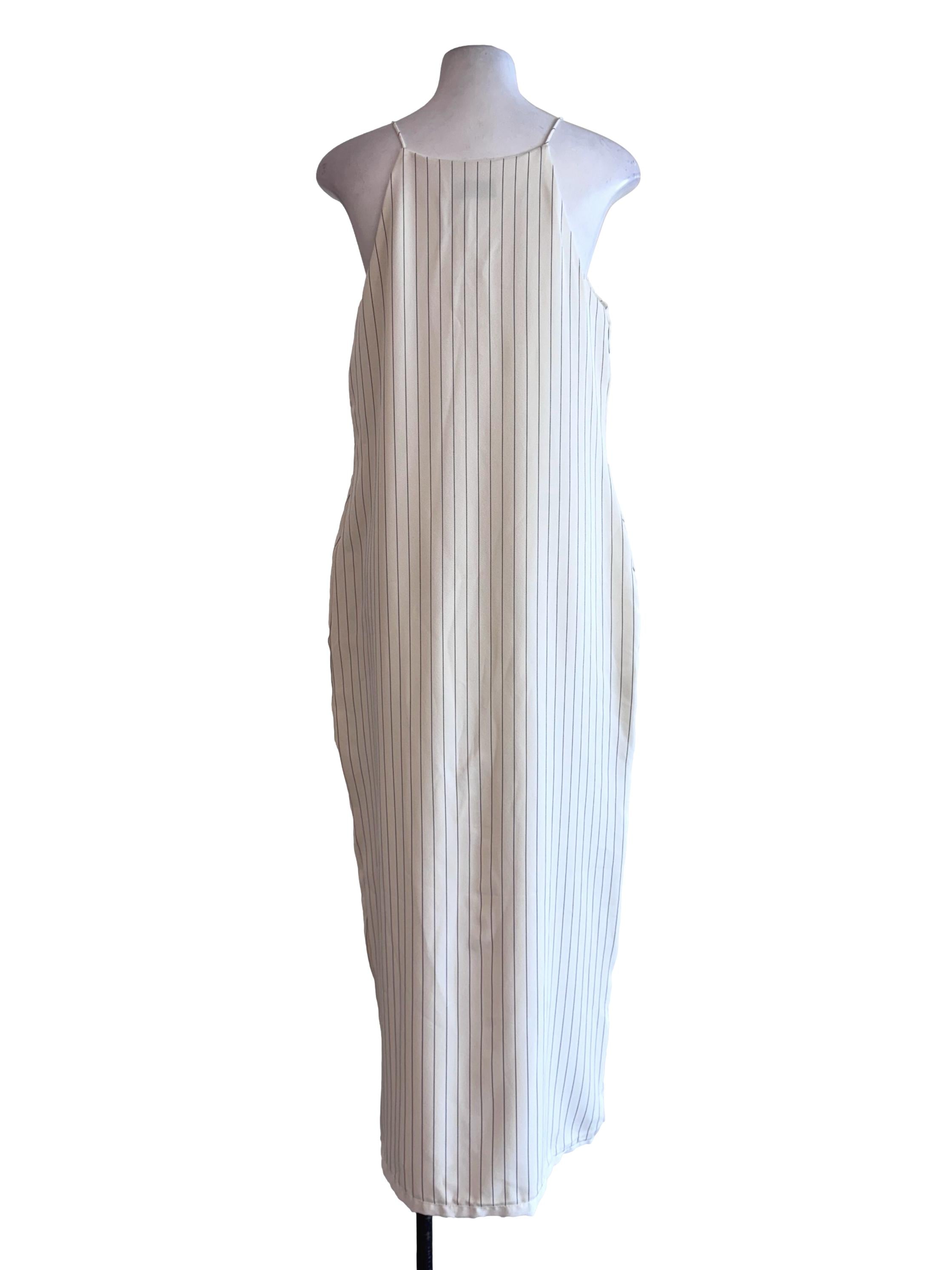 White Black Stripe Slip Dress