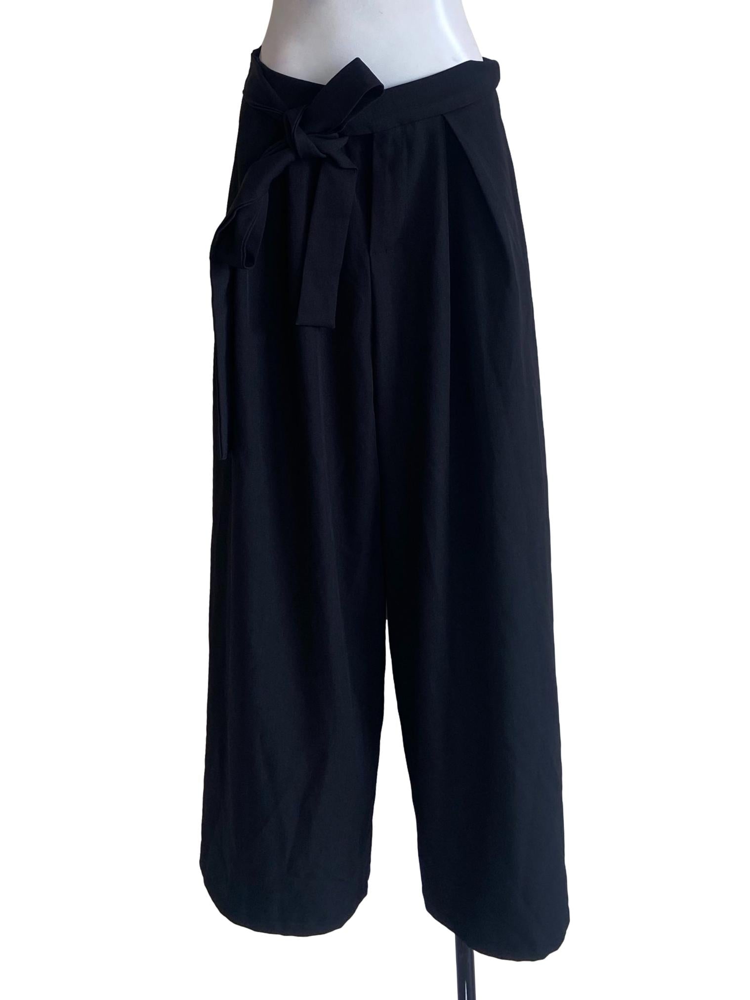 Black Herringbone Palazzo Pants