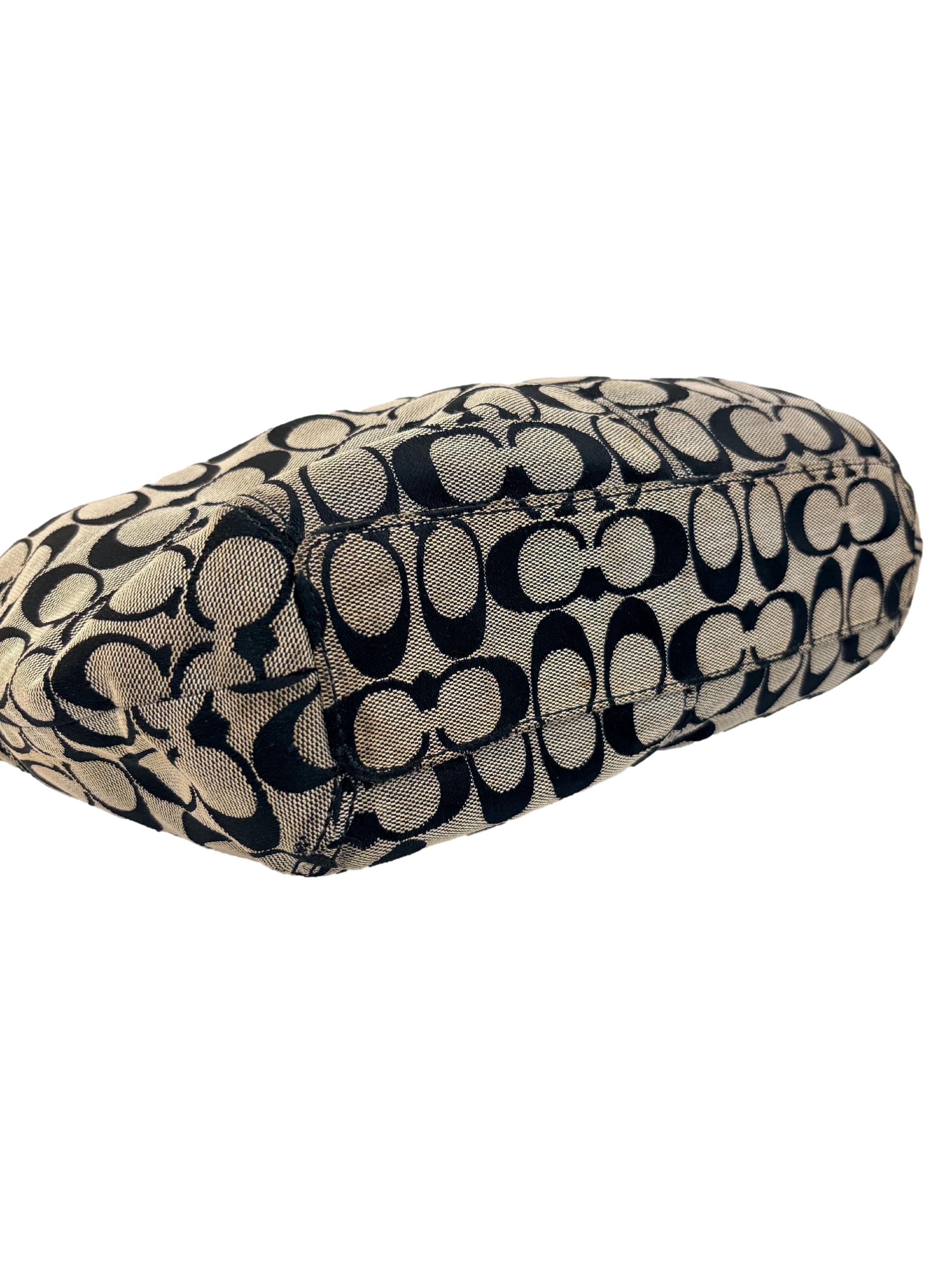 Black And Beige Monogram Canvas Hobo Shoulder Bag