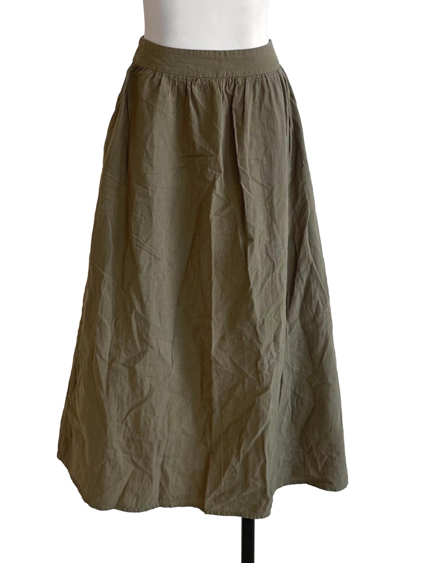 Moss Green Textured  A Line Skirt