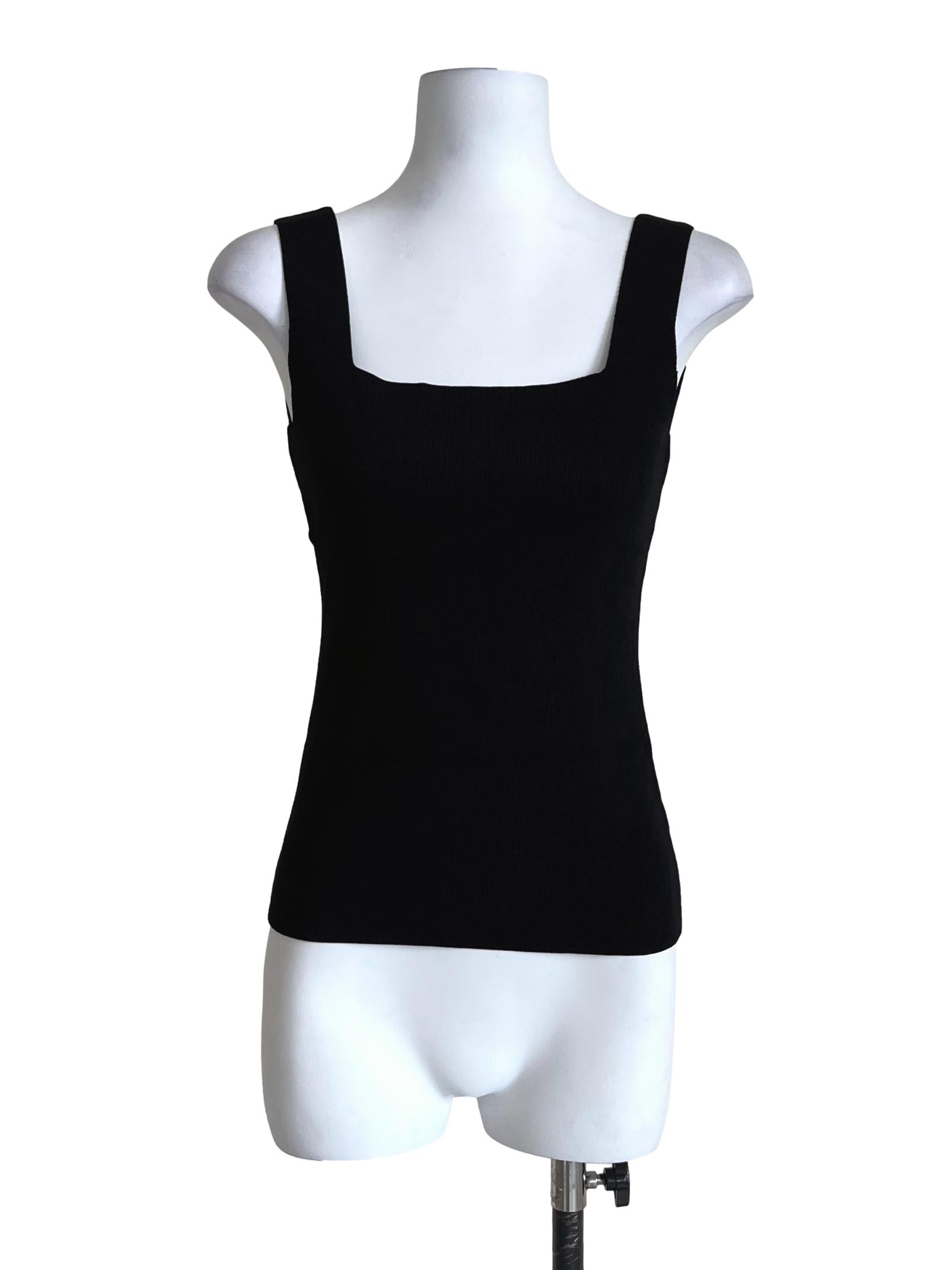 Onyx Black Square-Neck Basic Tank Top LB