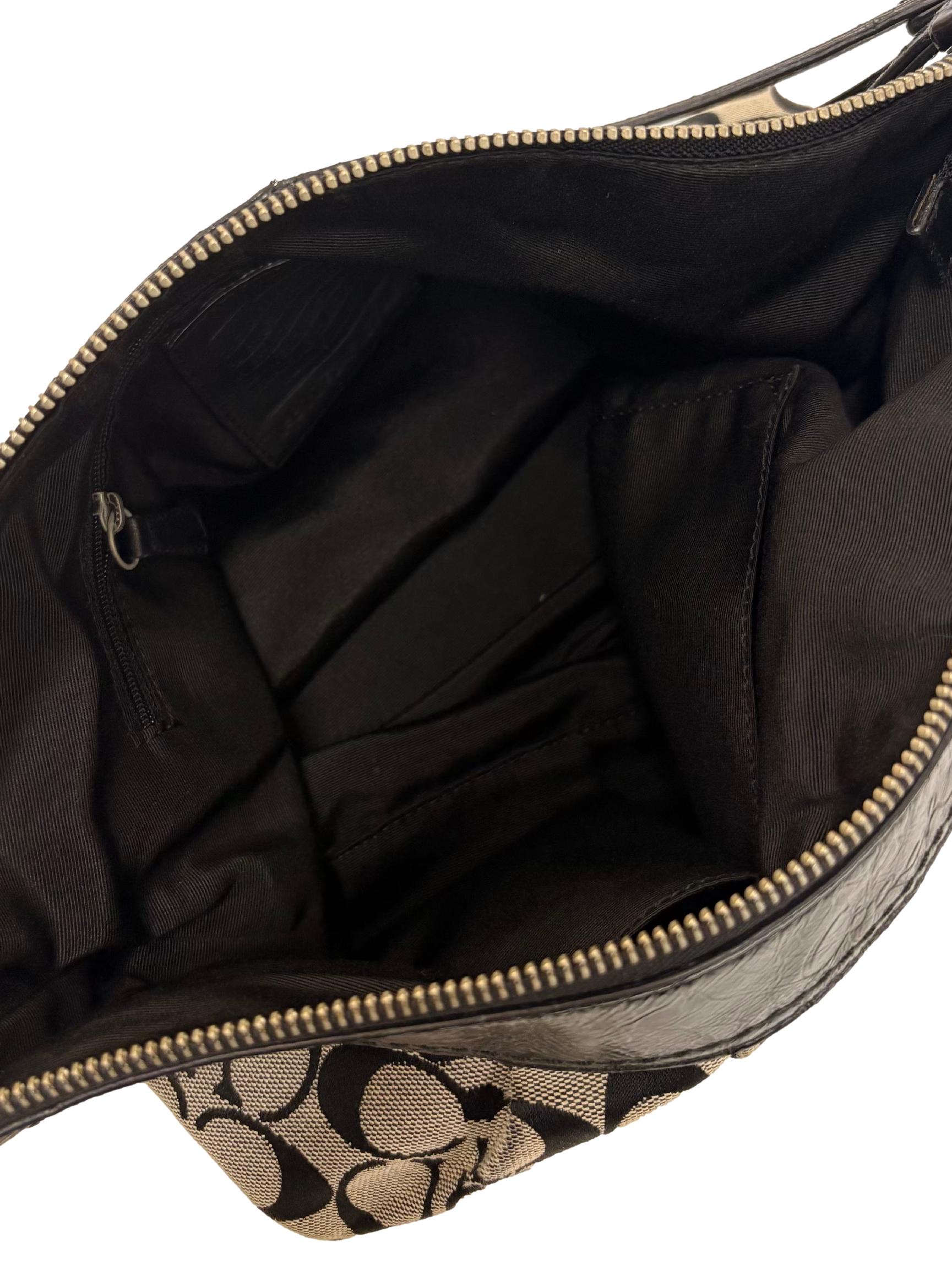 Black And Beige Monogram Canvas Hobo Shoulder Bag