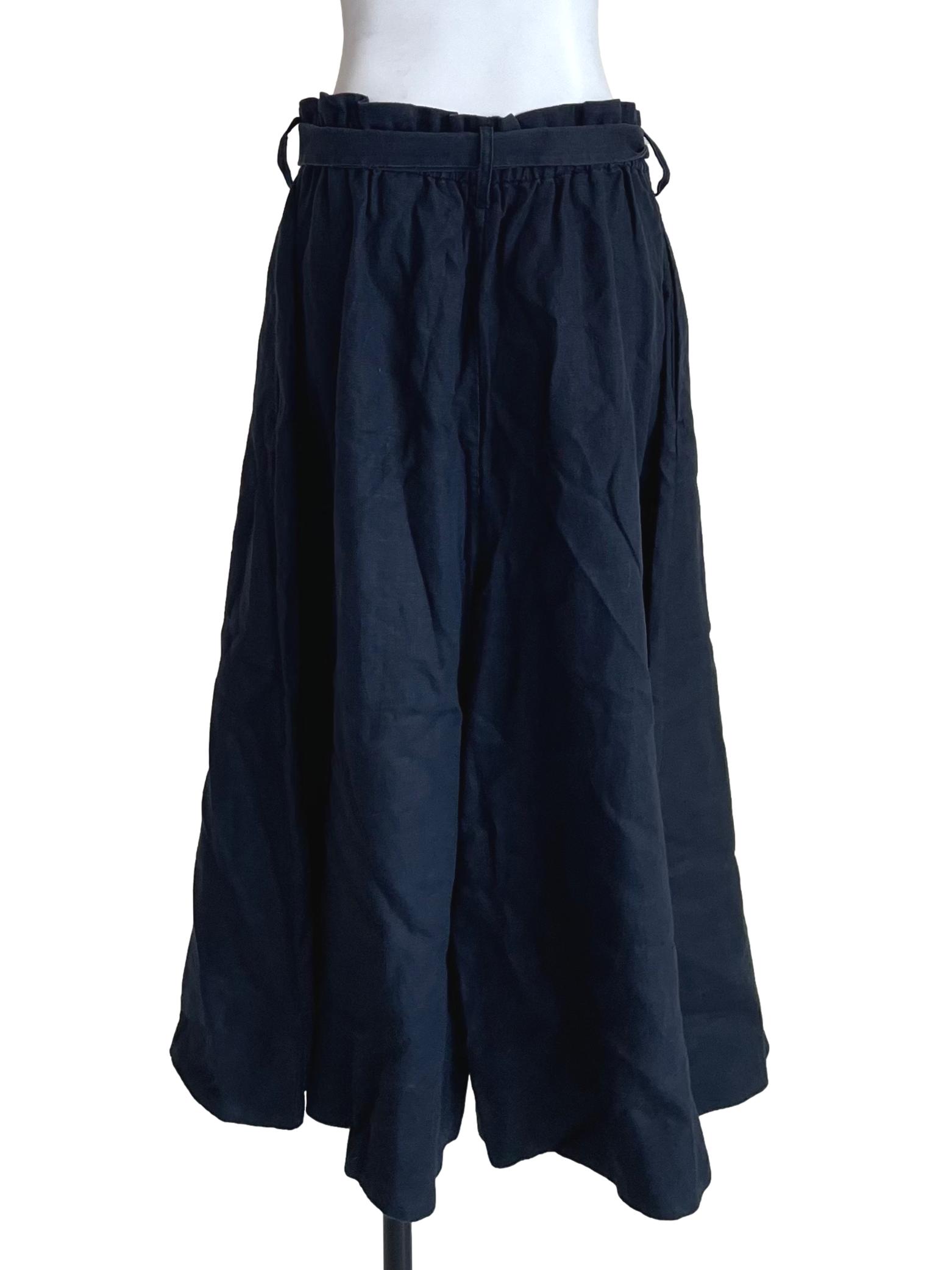 Denim Ruffled Waist Culottes