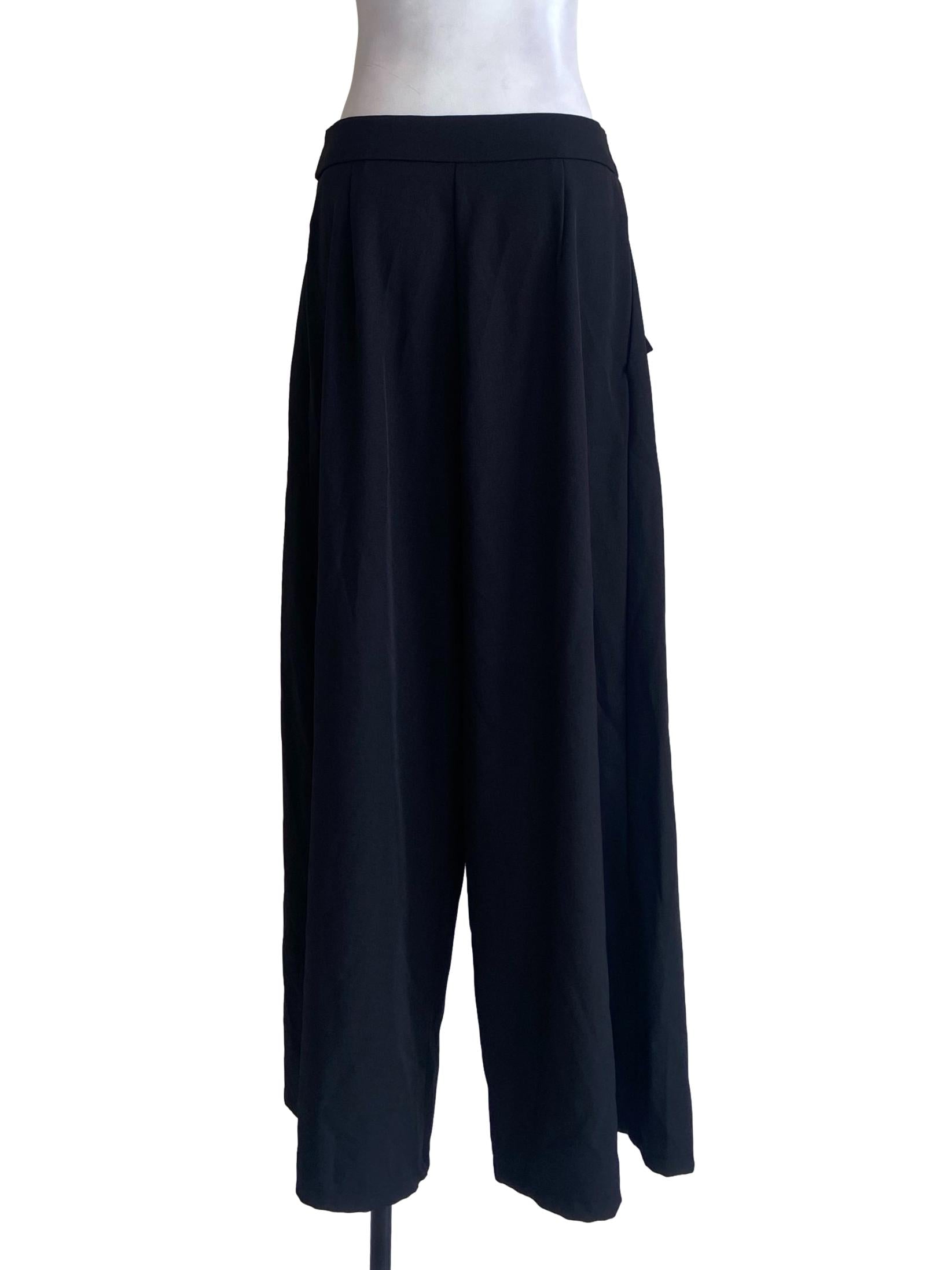Black Herringbone Palazzo Pants