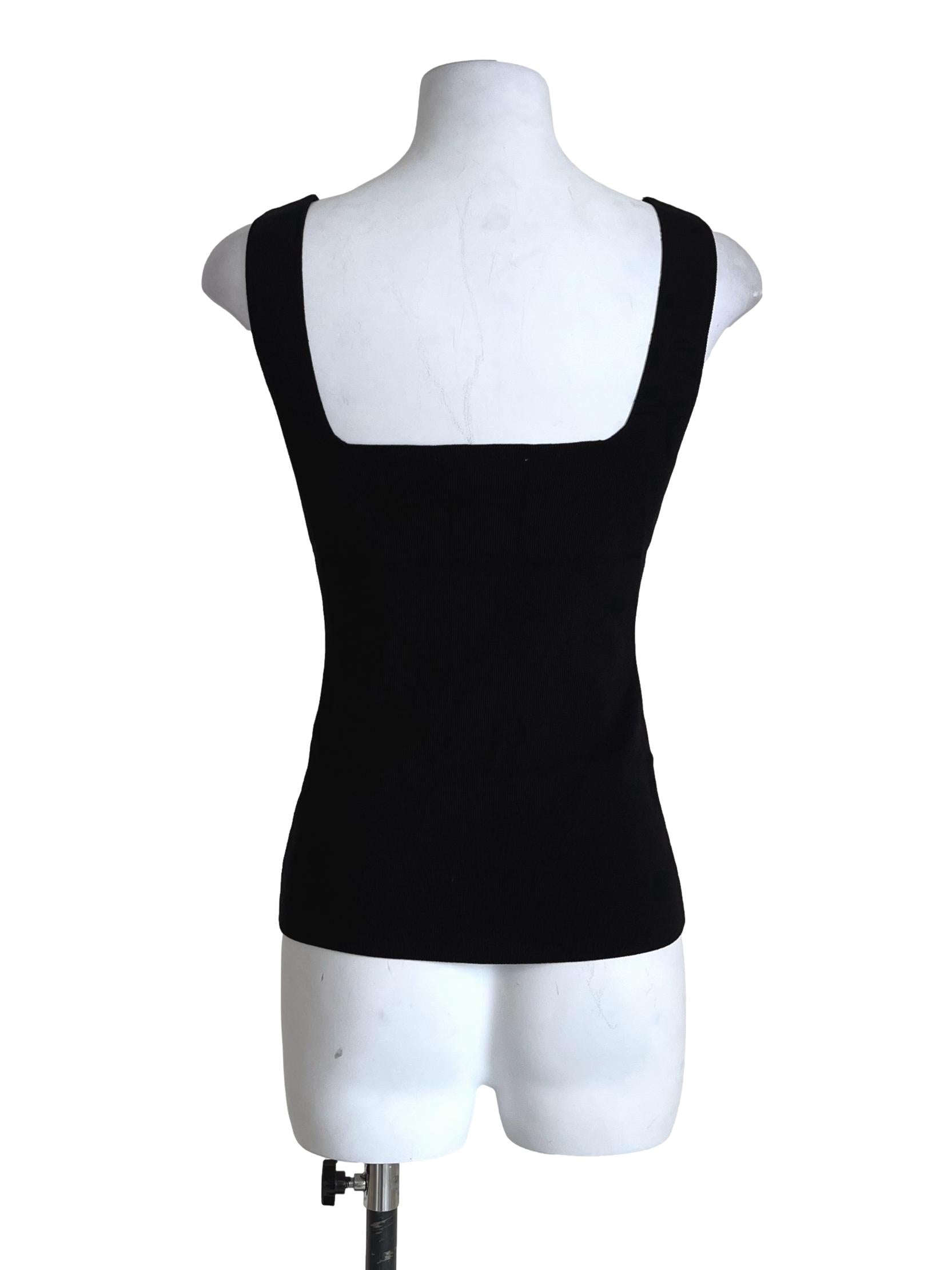 Onyx Black Square-Neck Basic Tank Top LB