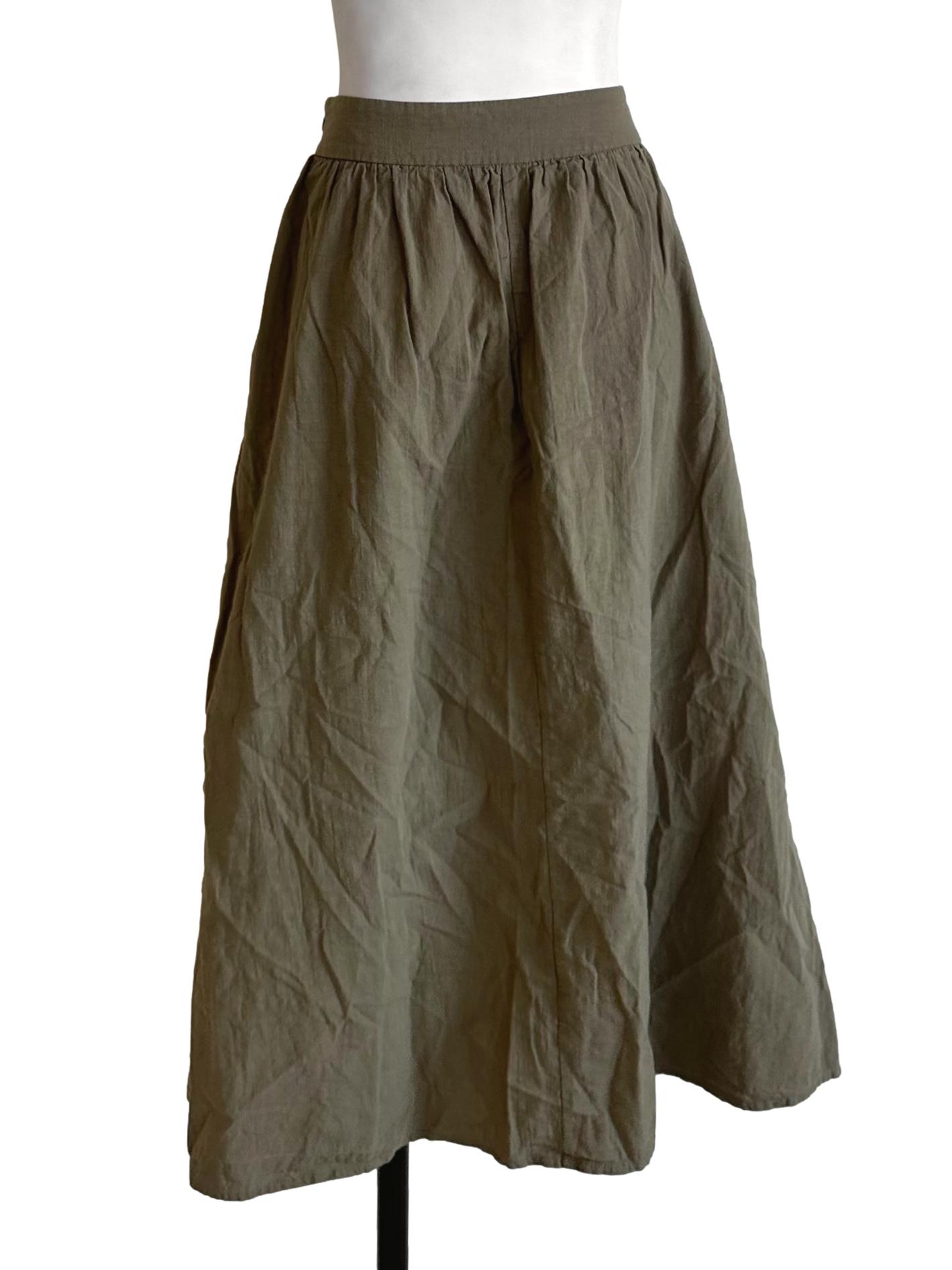 Moss Green Textured  A Line Skirt