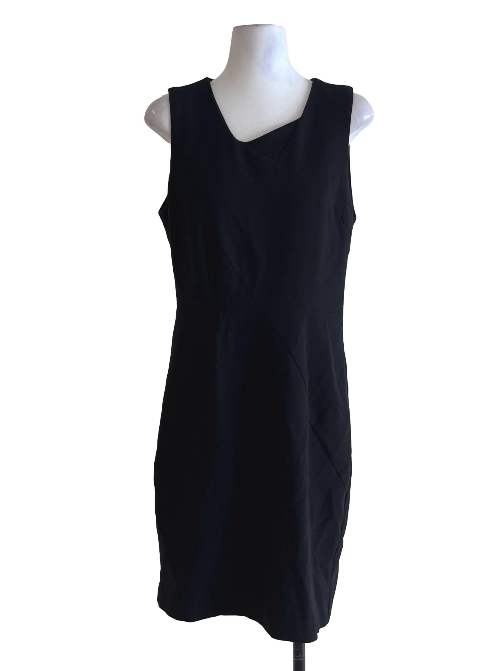 Black Asymmetrical Neckline A-Line Dress