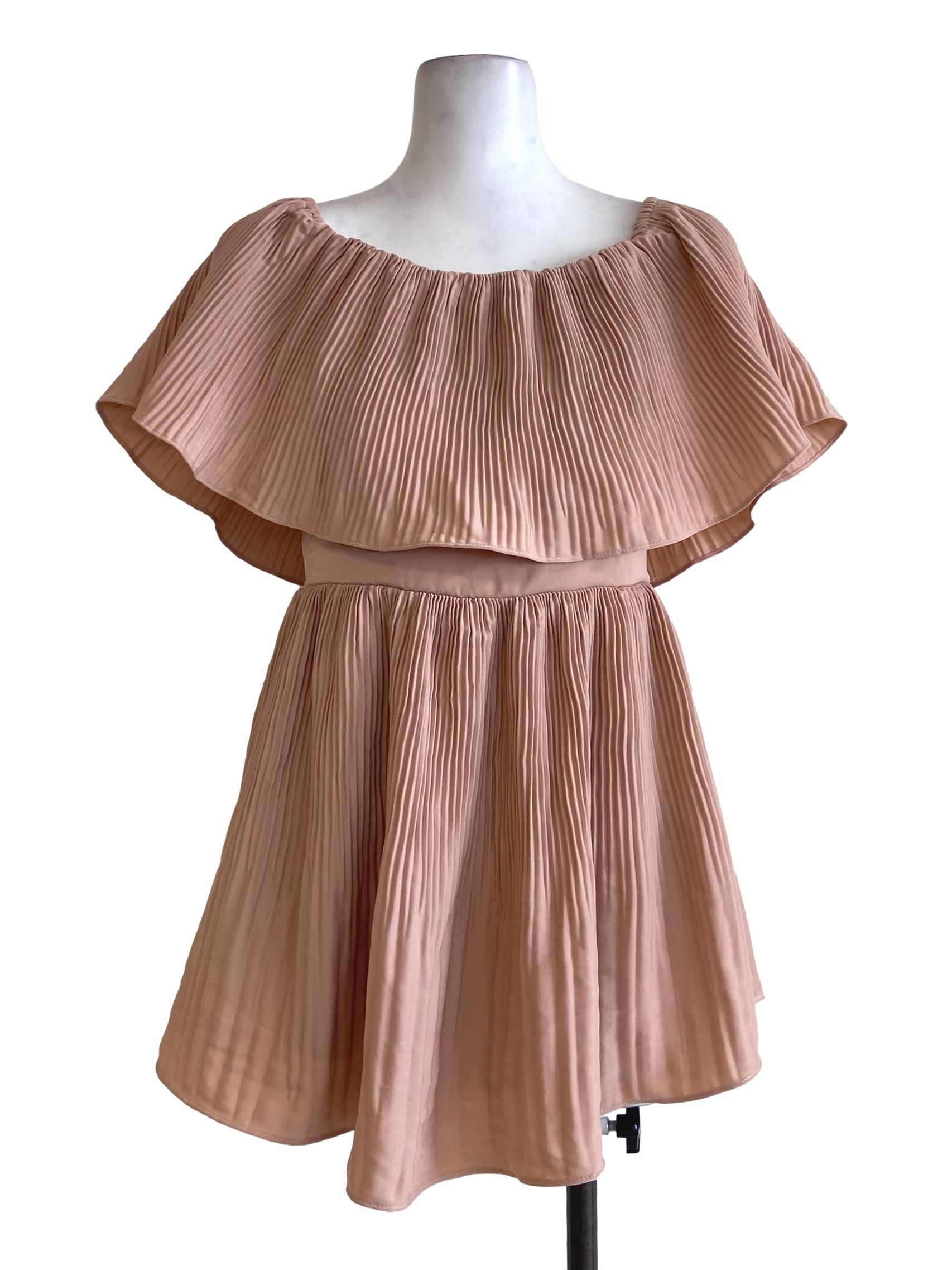 Coconut Pleated Apron Rompers