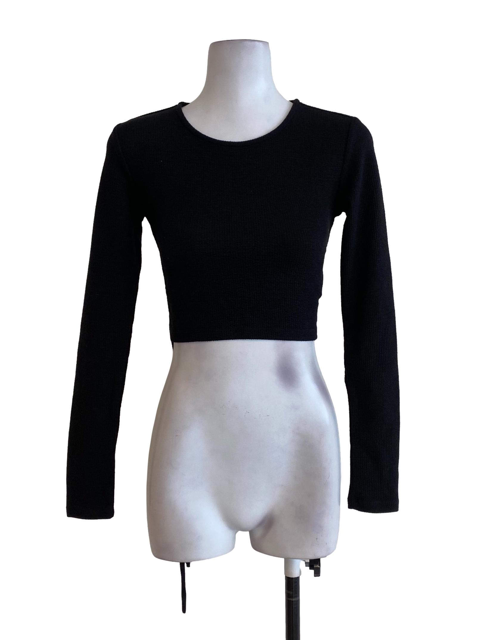 Black Knit Long Sleeve Top