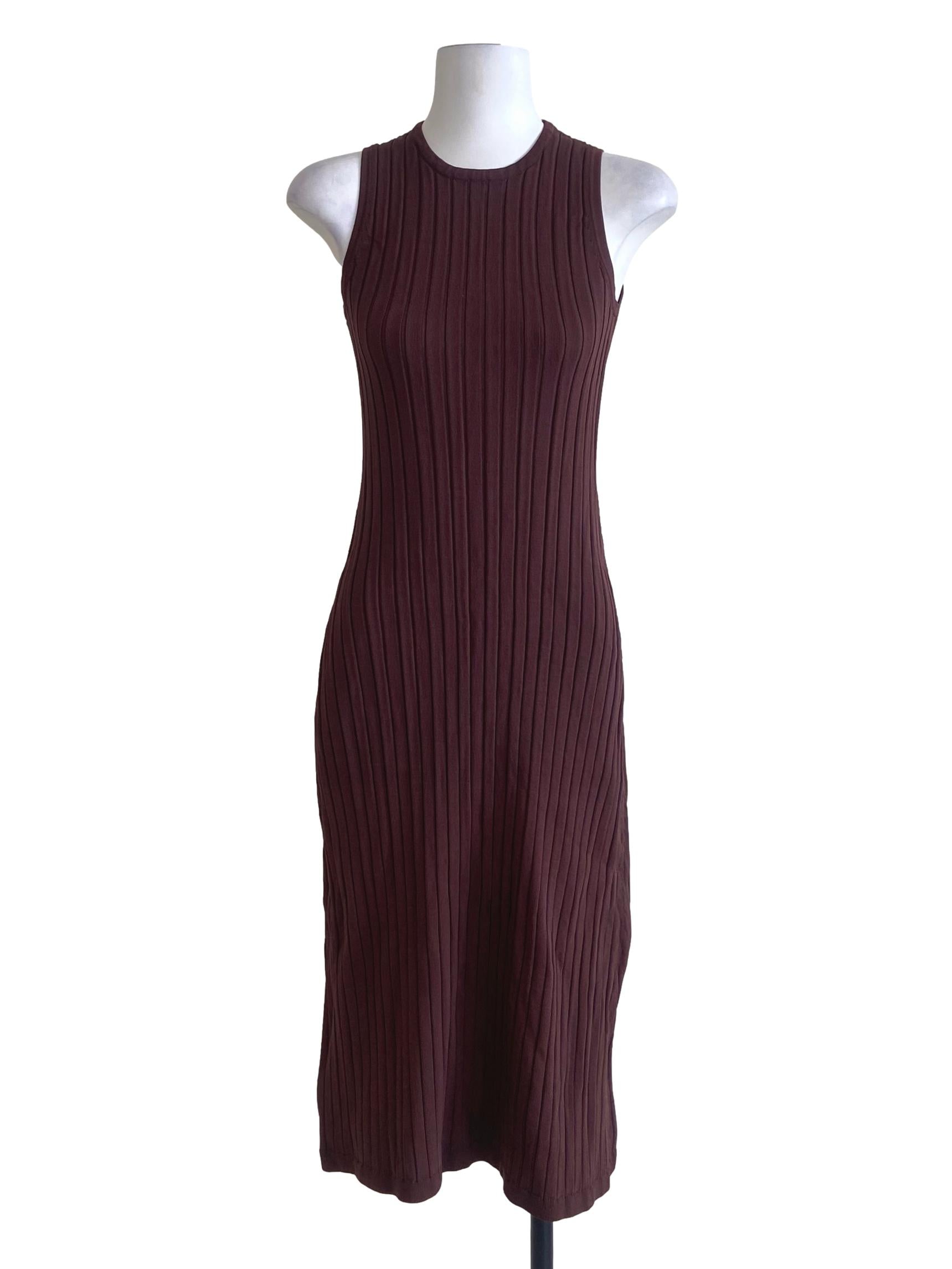 Penny Brown Pencil Stripe Sleeveless Bodycon Dress LB