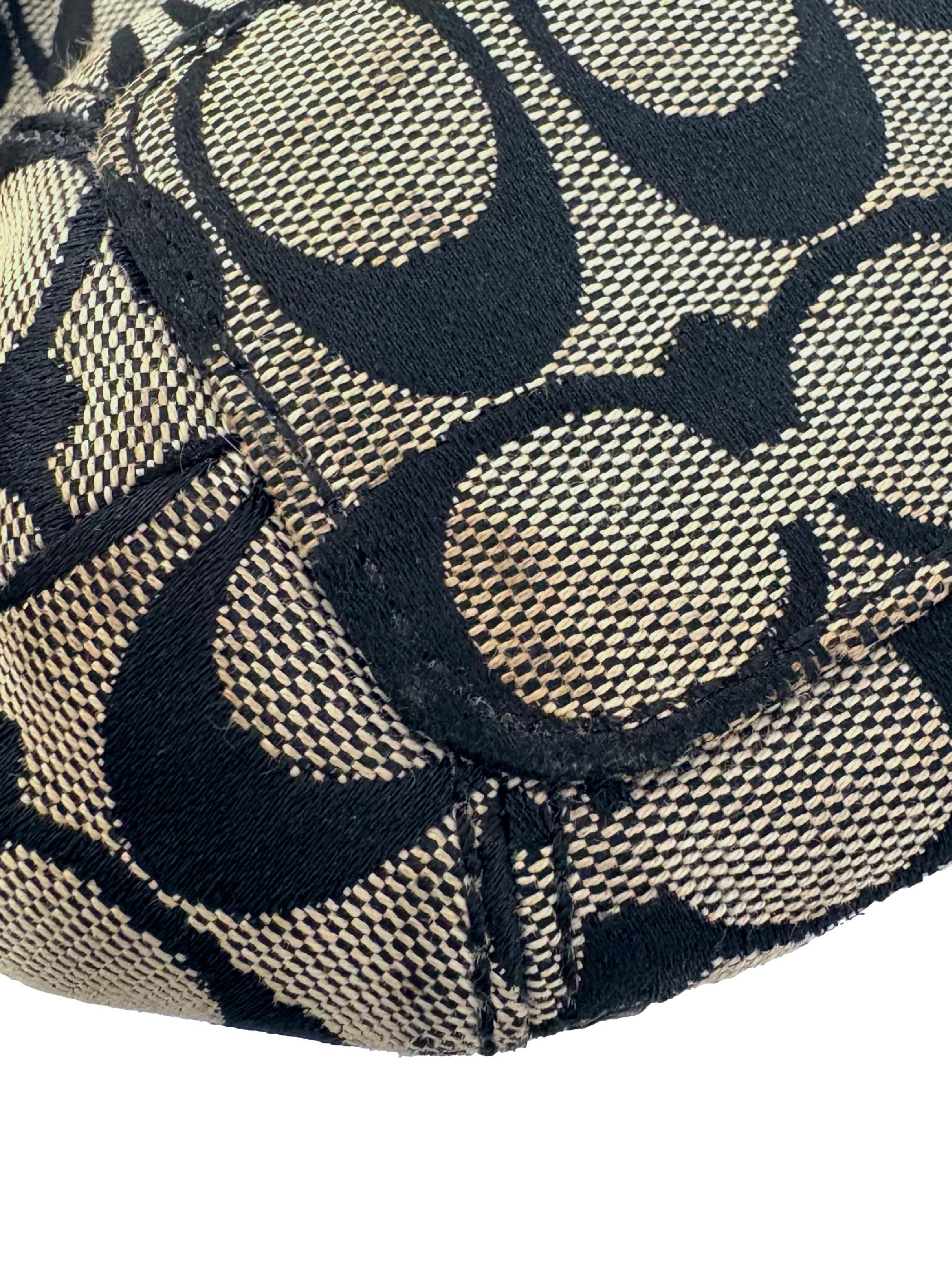 Black And Beige Monogram Canvas Hobo Shoulder Bag