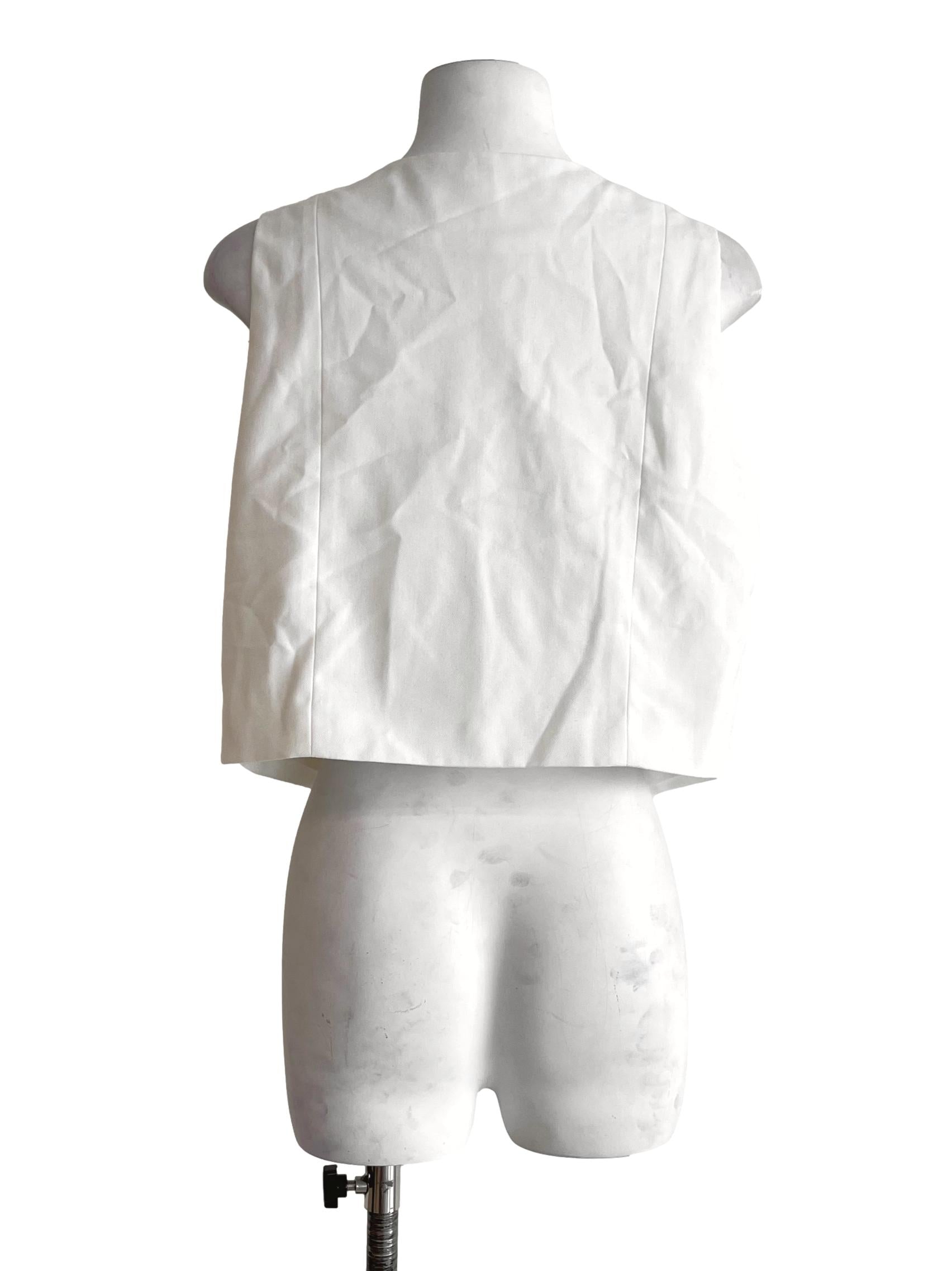 Ivory White V-Neck Button Vest