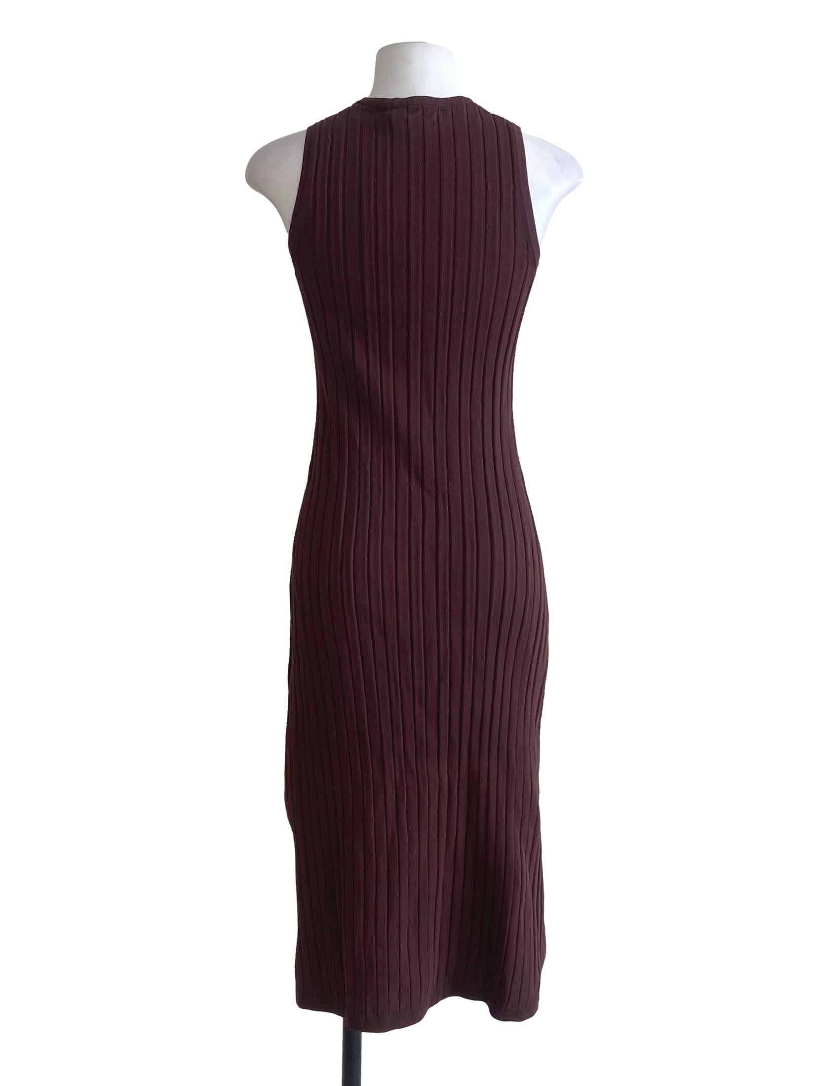 Penny Brown Pencil Stripe Sleeveless Bodycon Dress LB