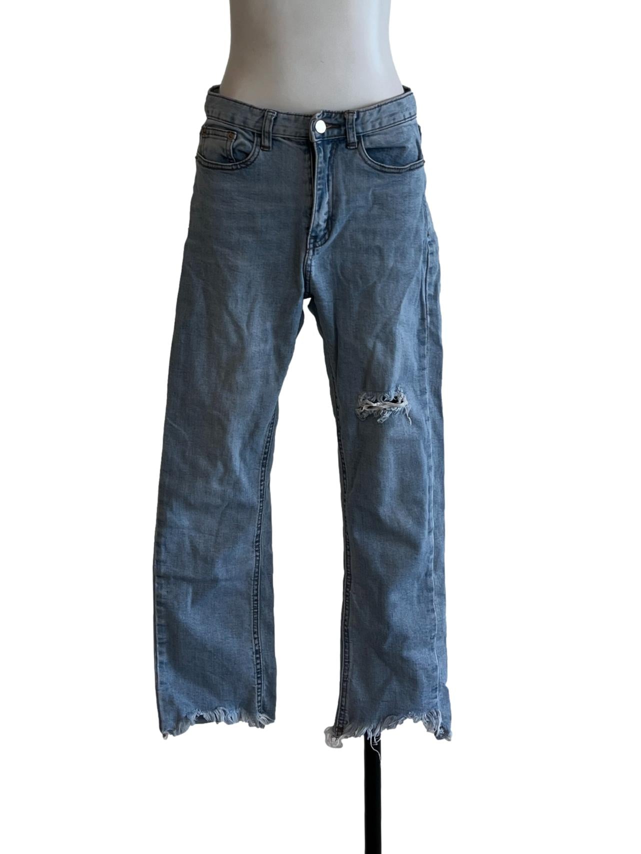 Denim Blue Distressed Skinny Jeans