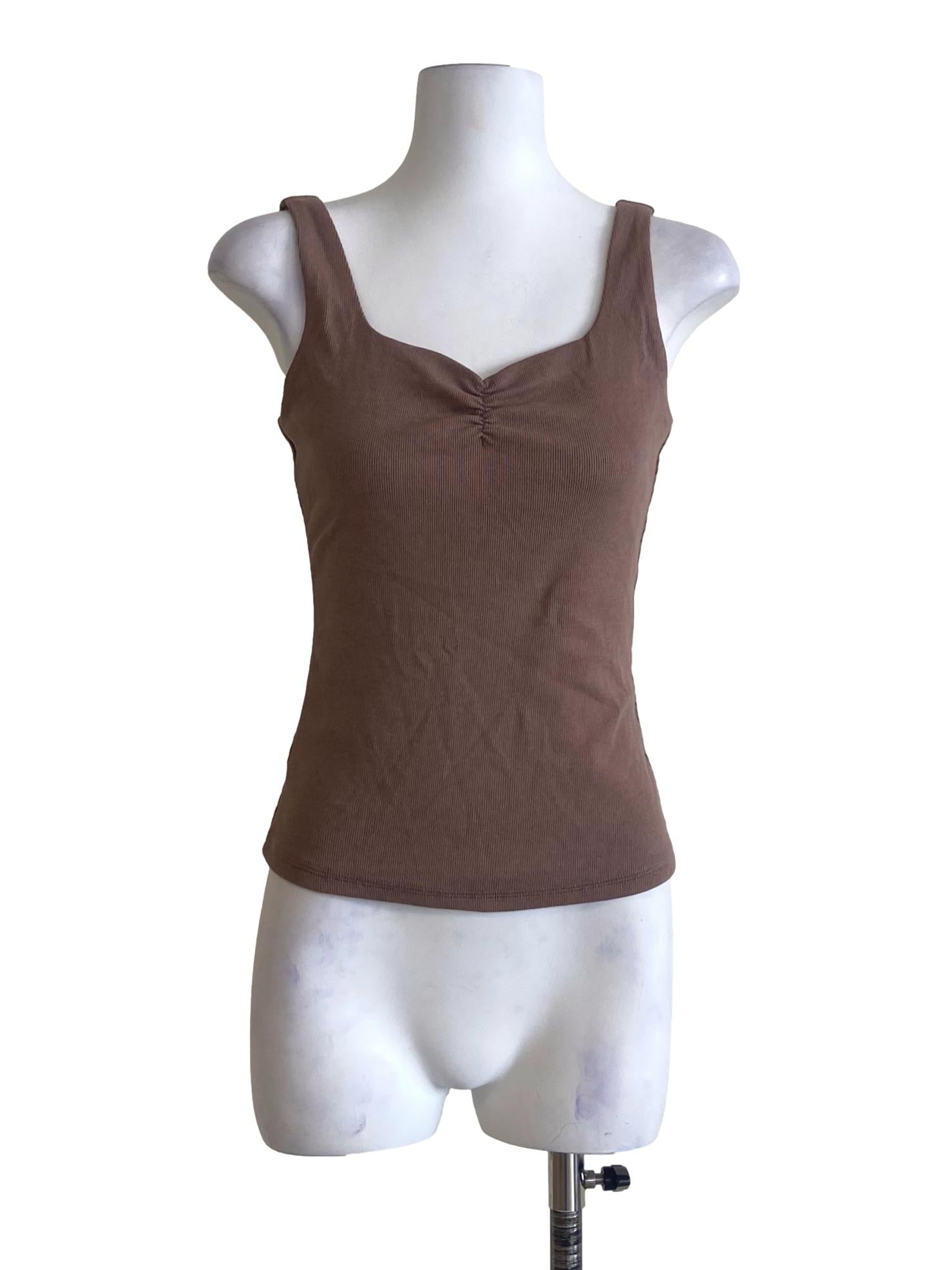 Brown Sleeveless Fit Top LB