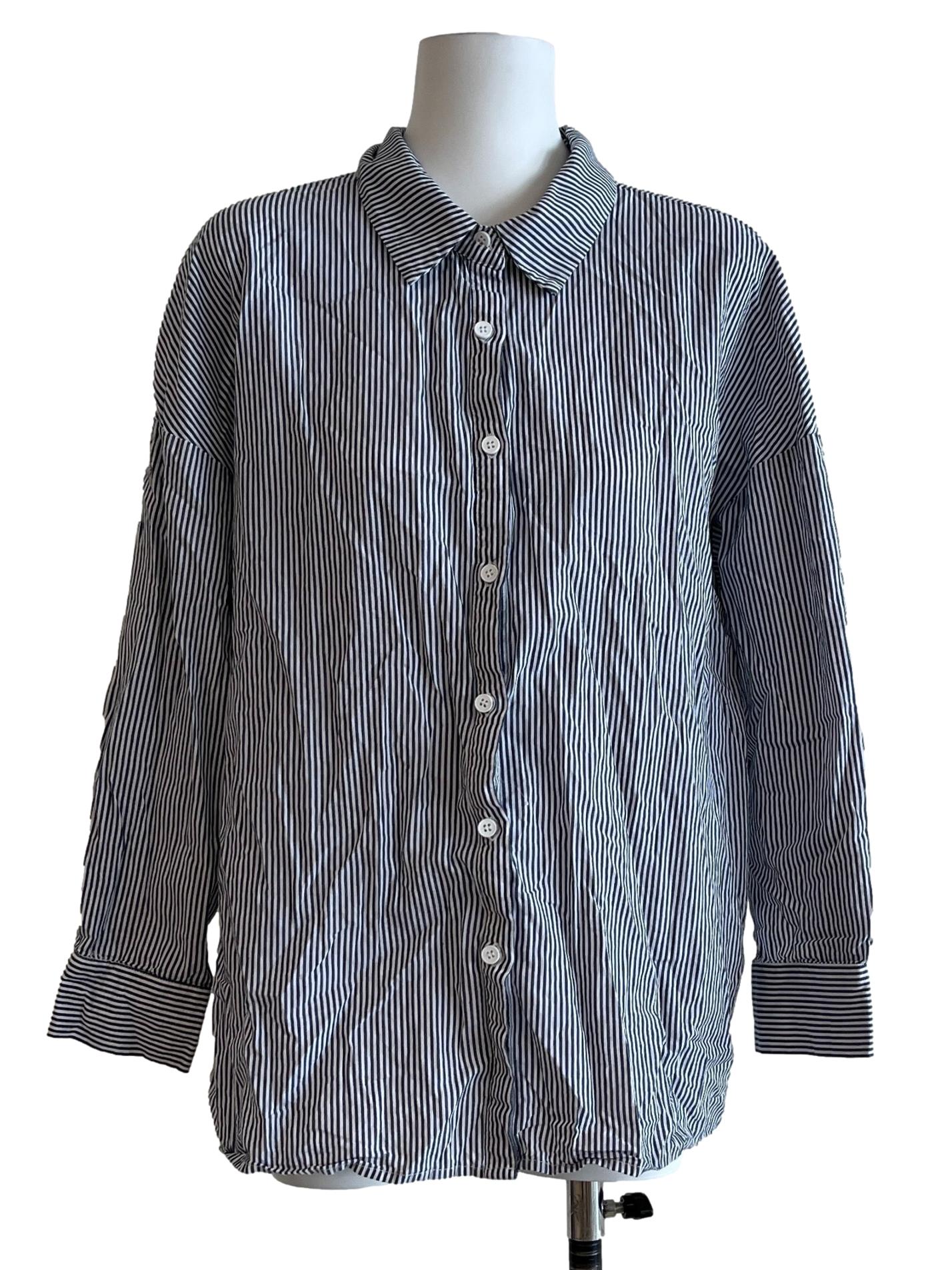 Navy Blue Striped Shirt