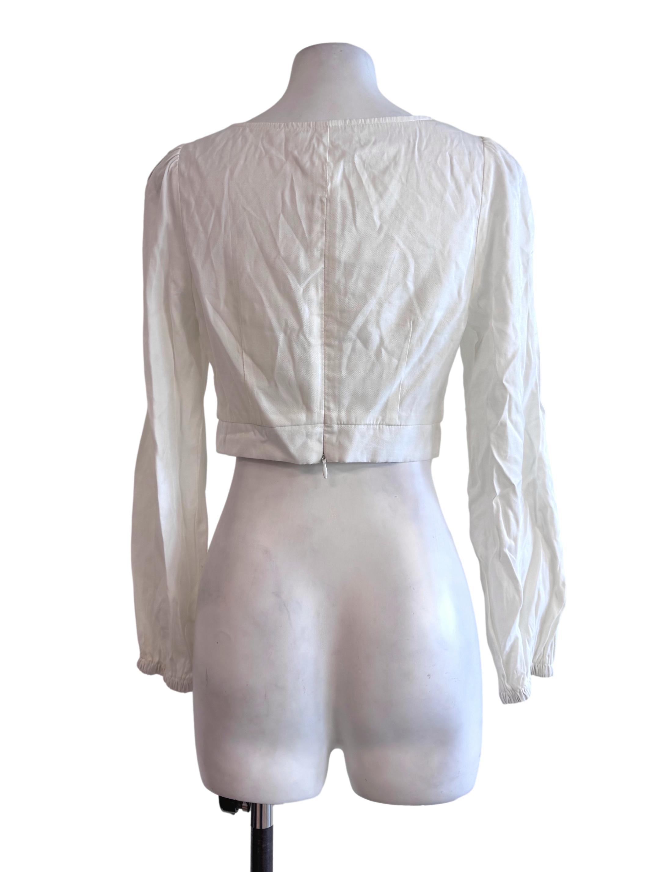 White Plain V-Neck Crop Top