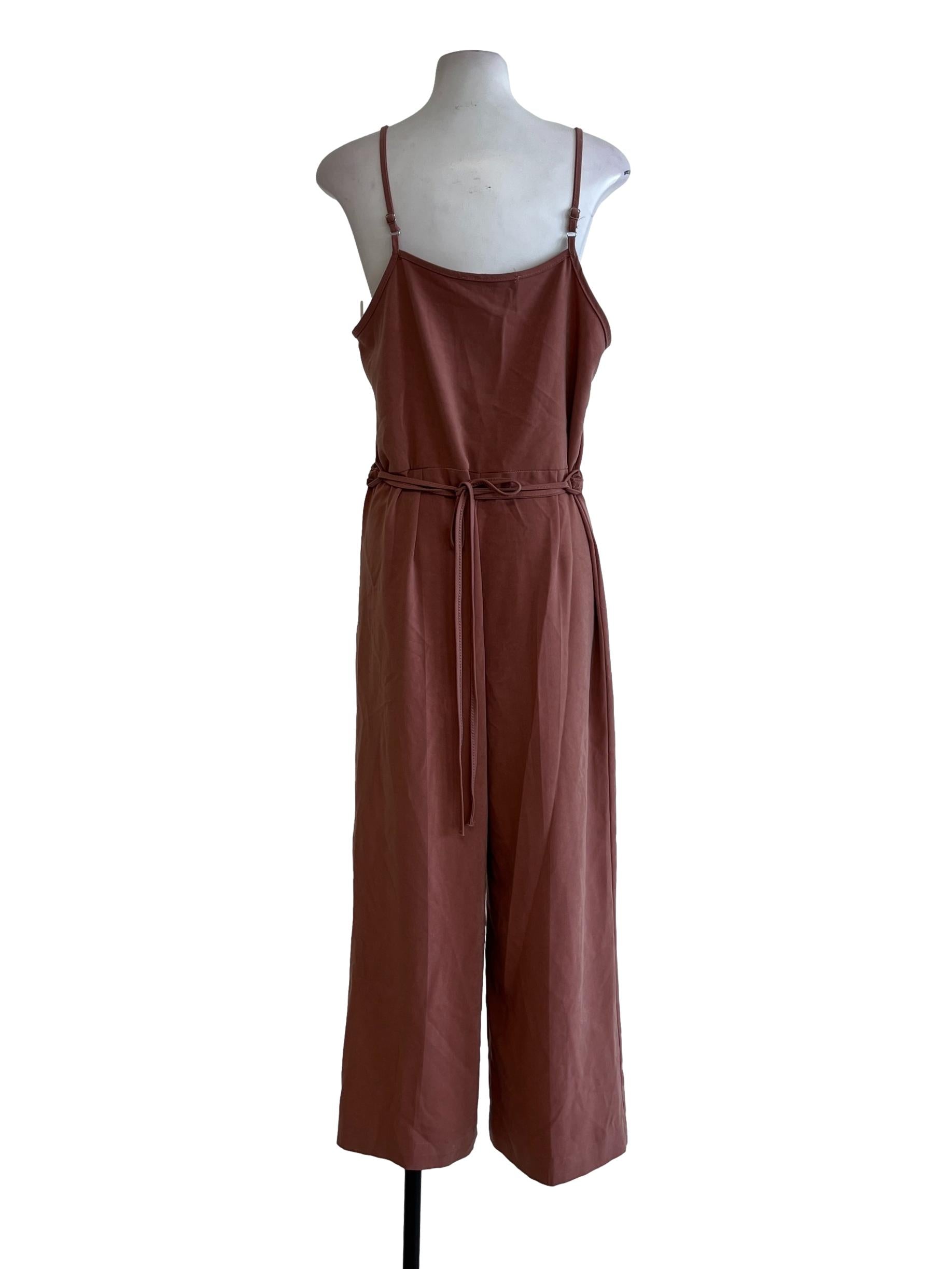 Caramel Brown Spaghetti Strap Jumpsuit