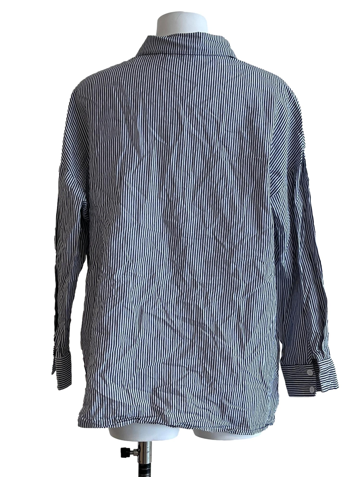 Navy Blue Striped Shirt