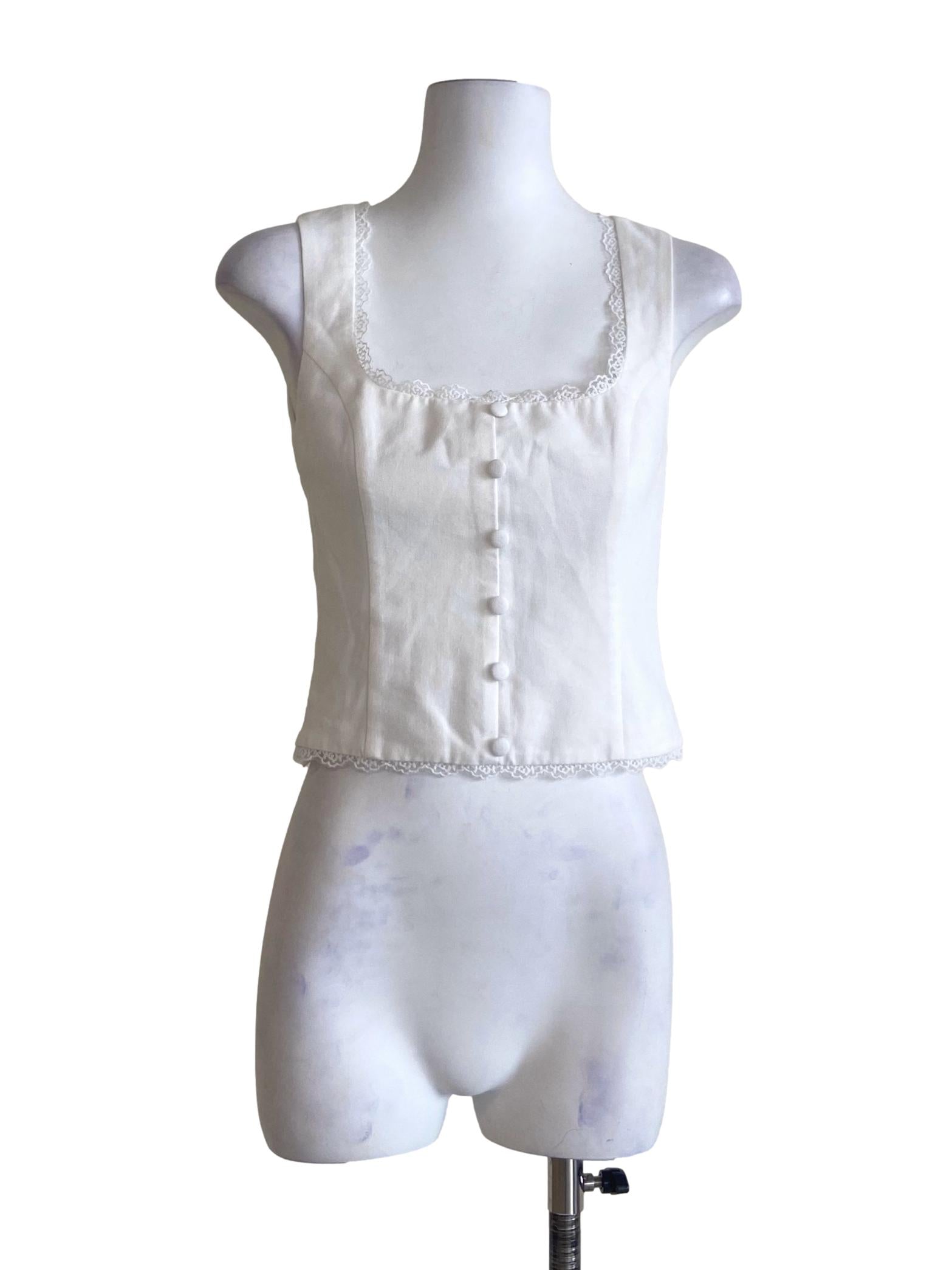 White Sleeveless Floral Lace Top