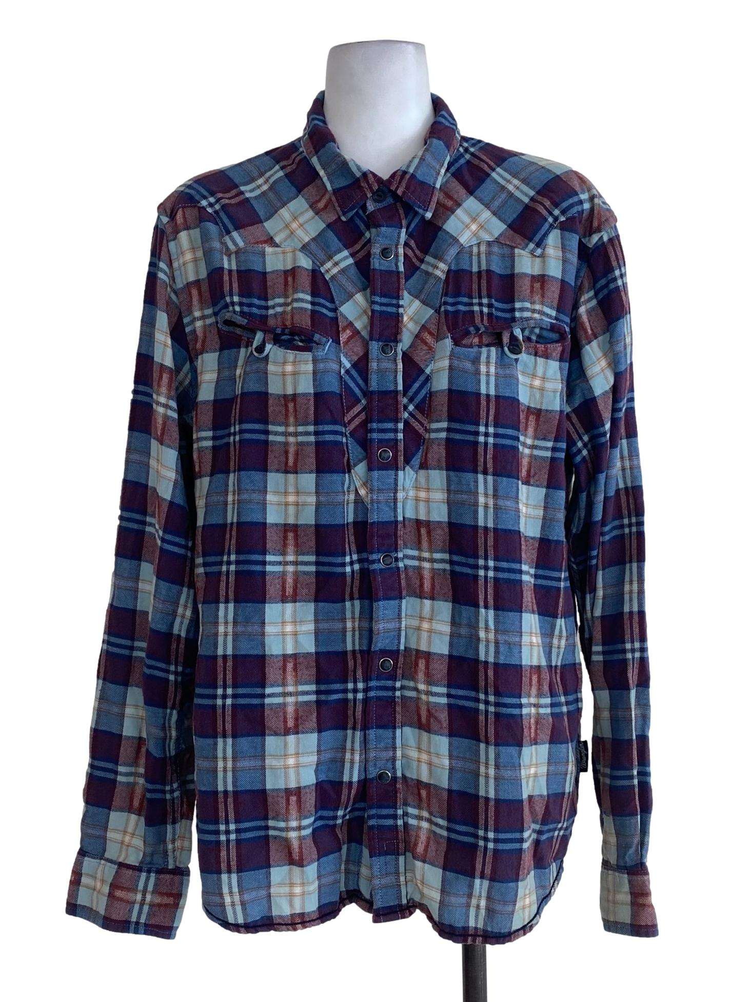 Blue Red Flannel Blouse