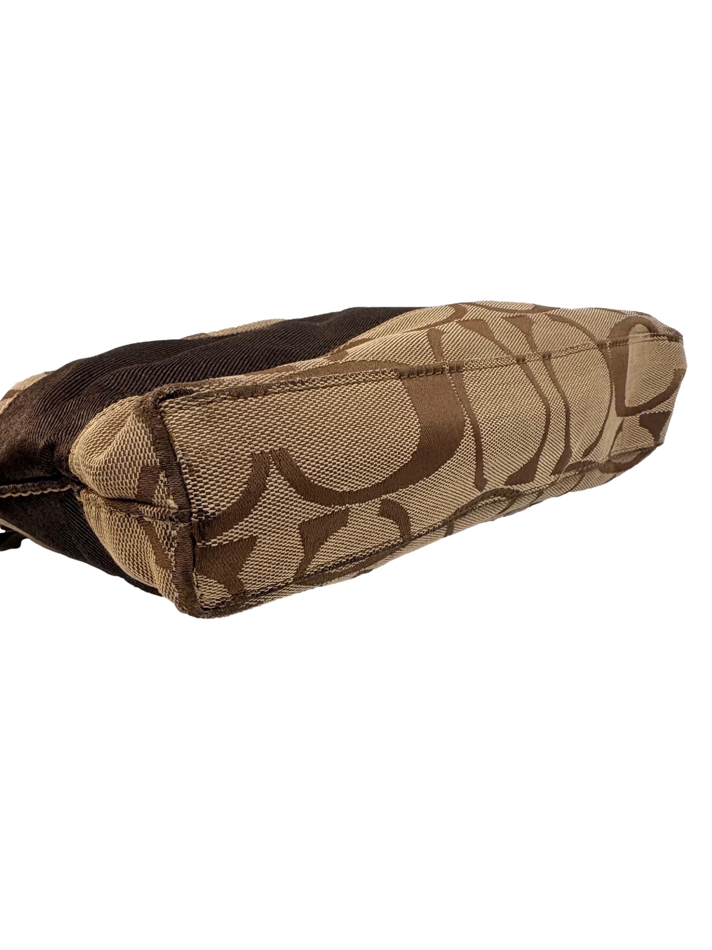 Brown And Beige Canvas Shoulder Bag