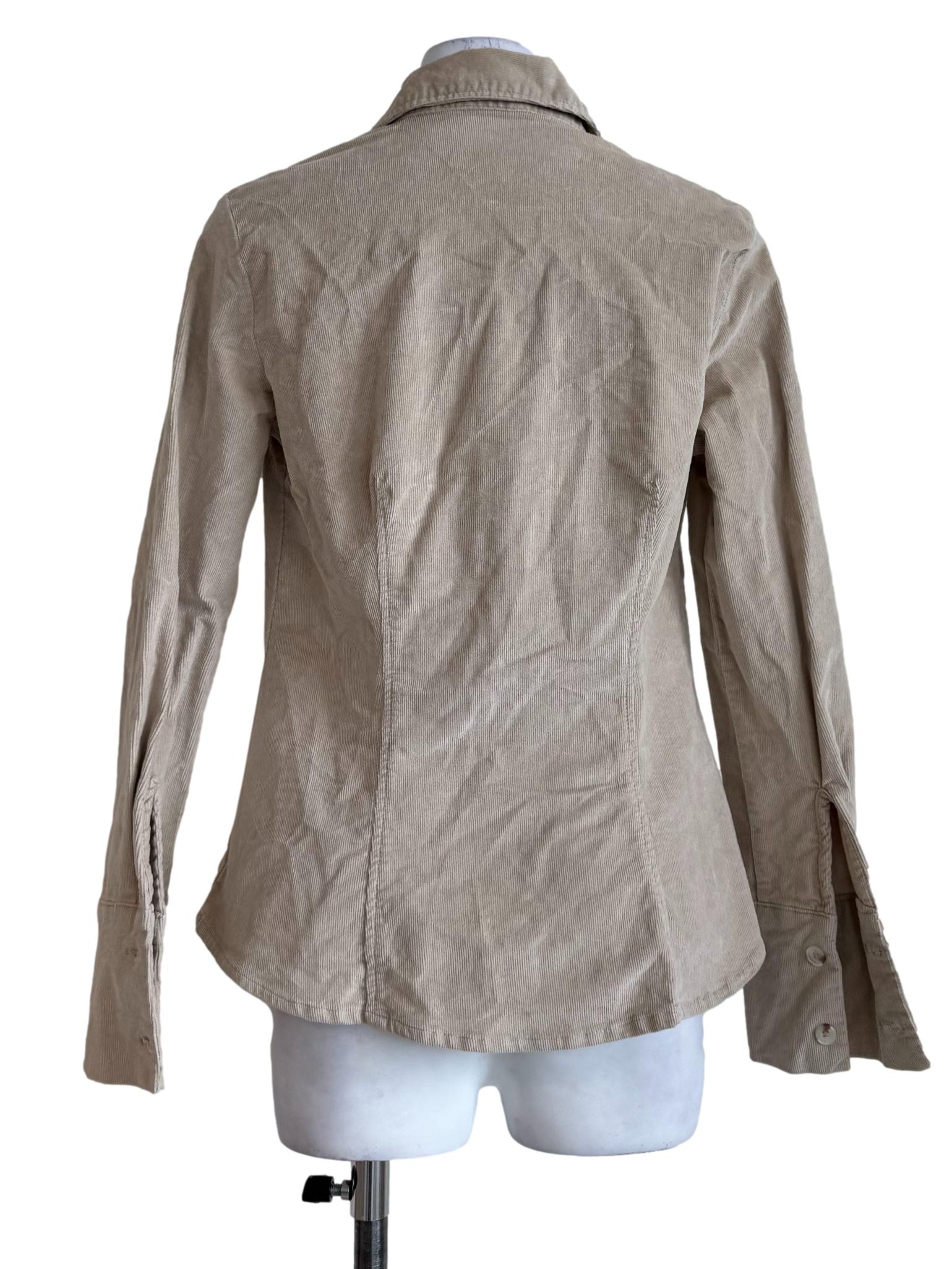 Beige Corduroy Long Sleeve Shirt
