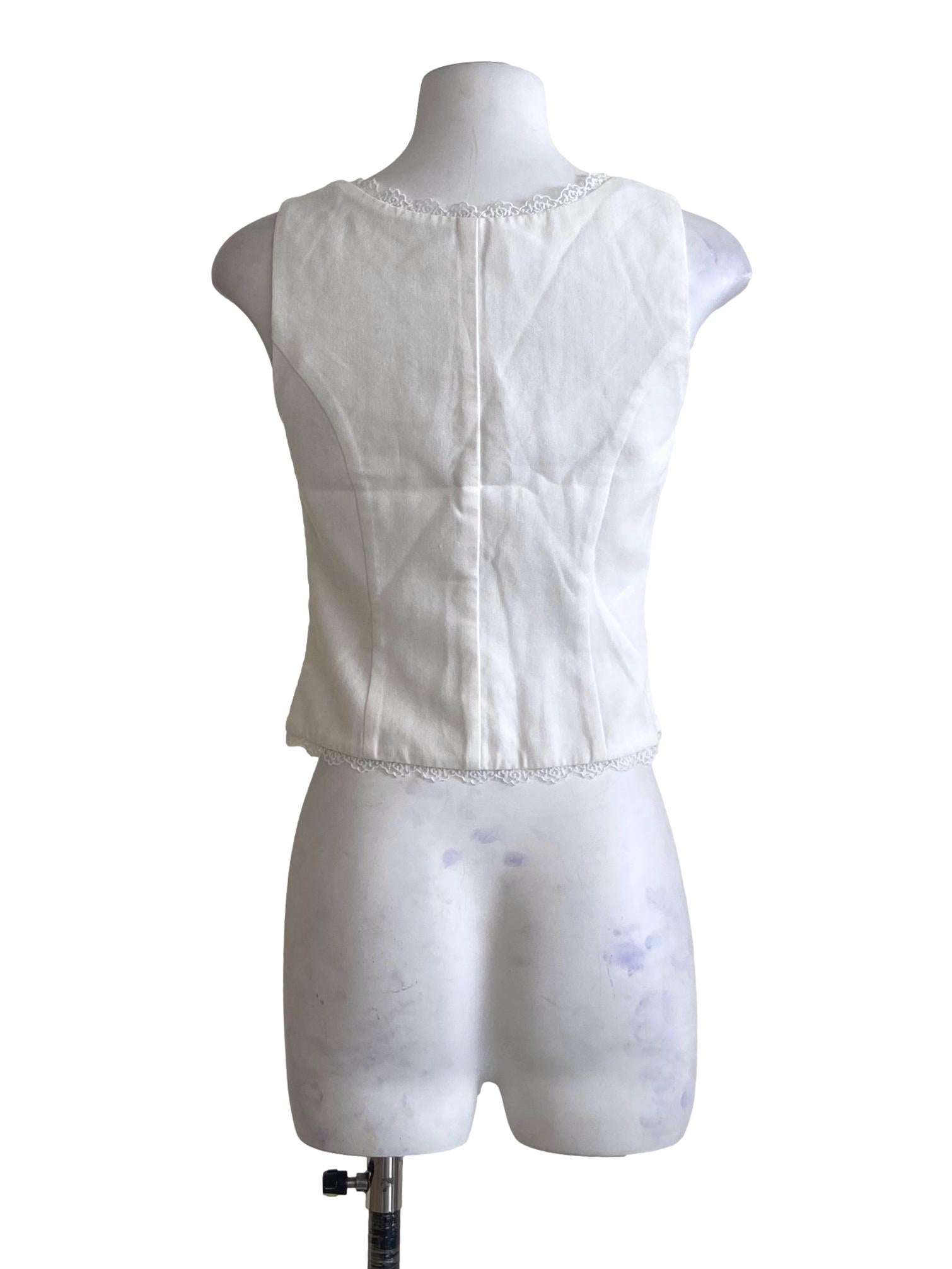 White Sleeveless Floral Lace Top