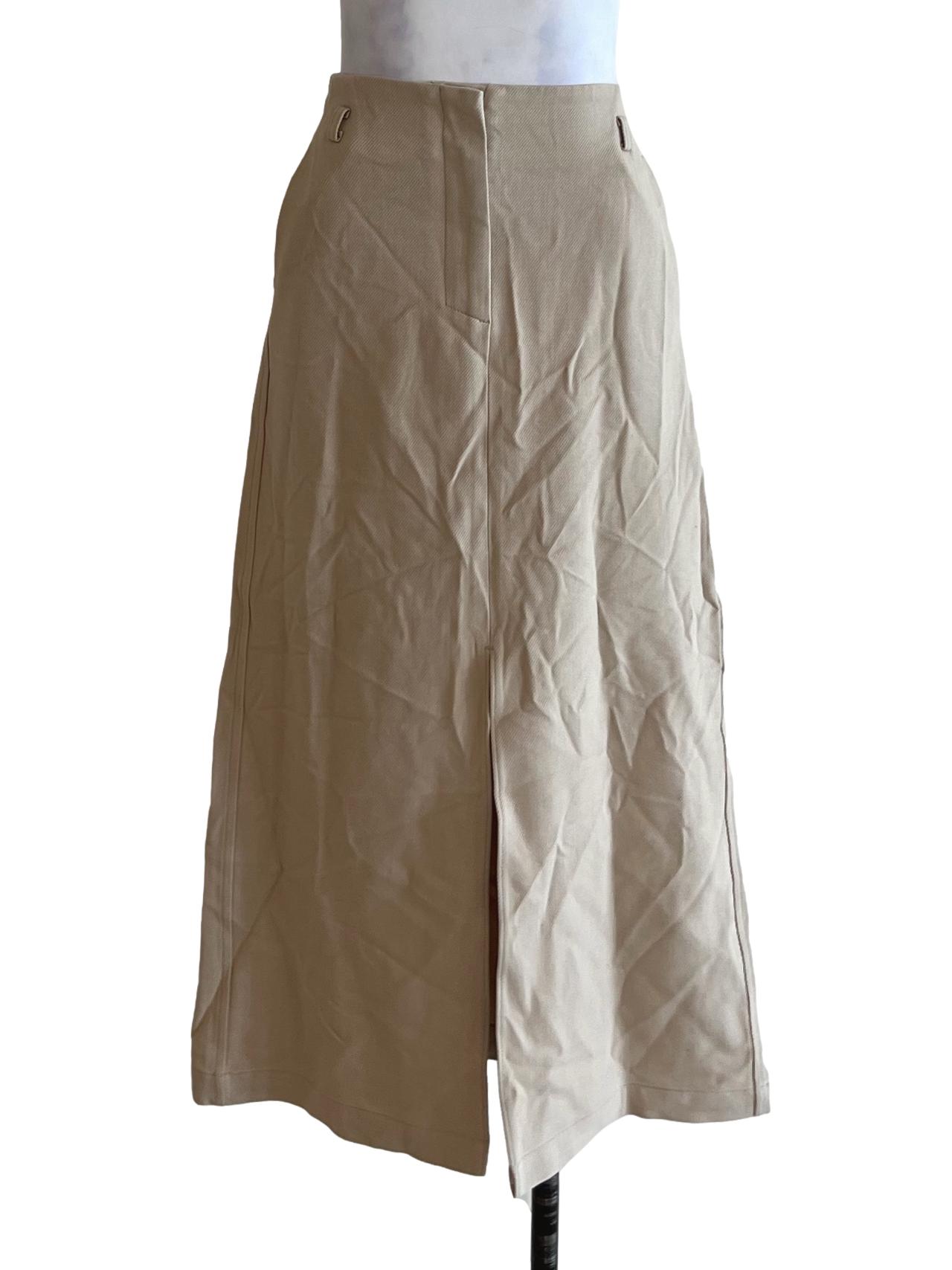Beige Plain A-Line Skirt