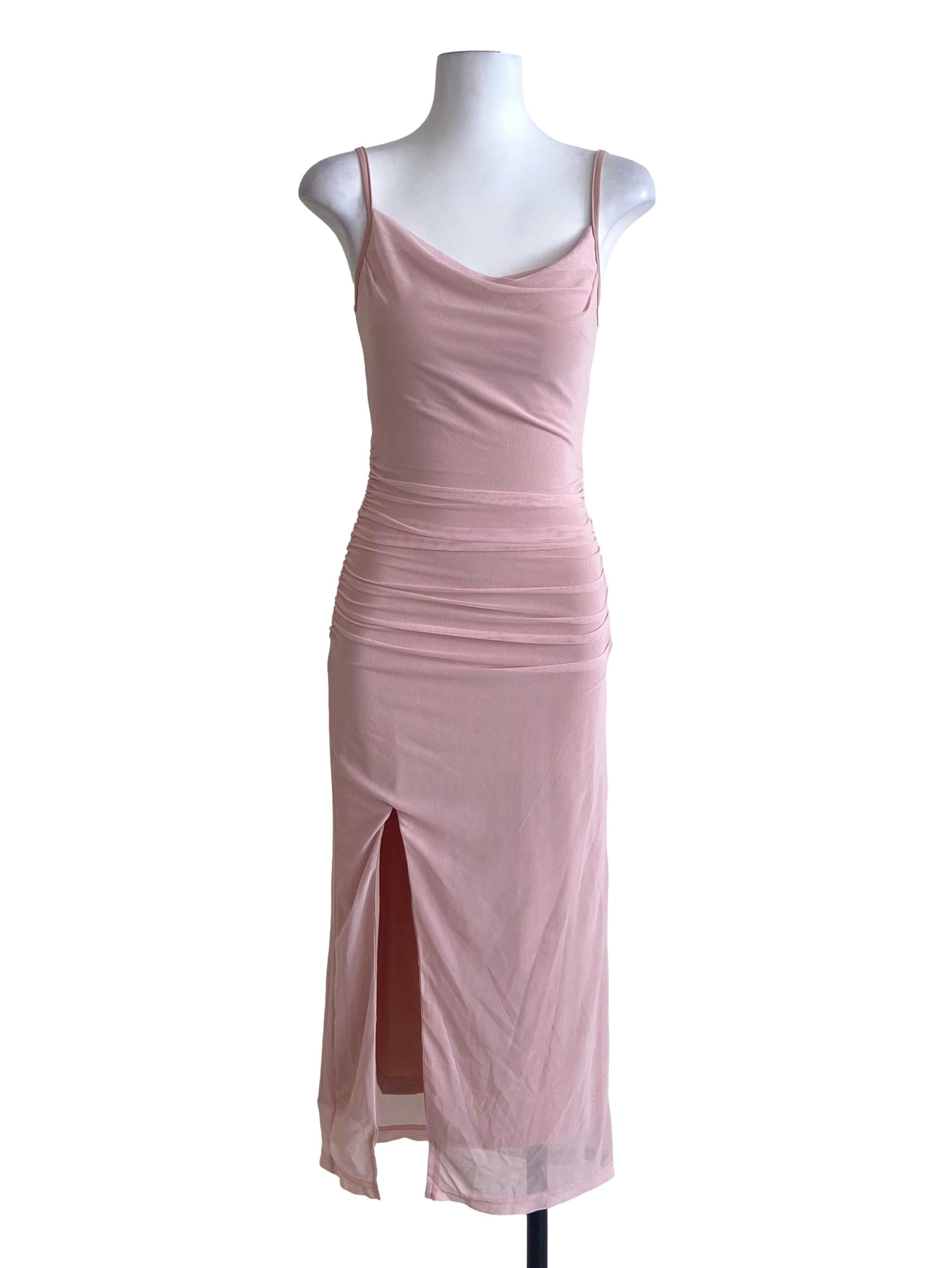 Ballet Slipper Pink Slit Bodycon Dress