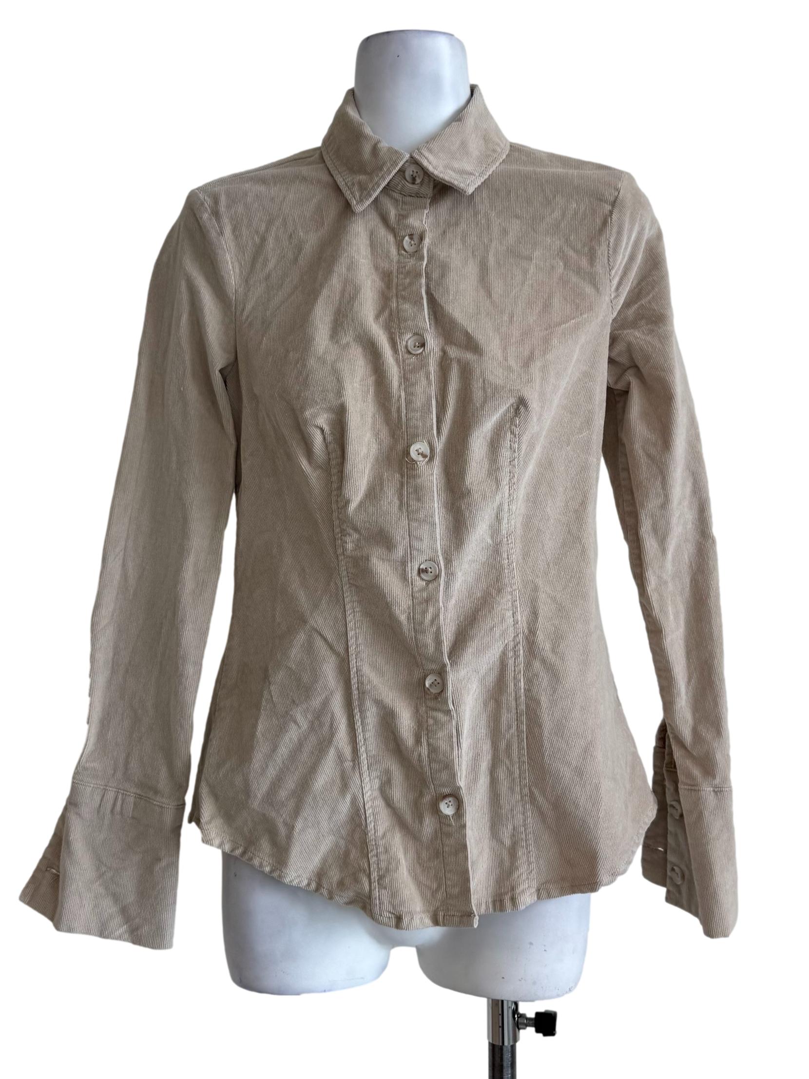 Beige Corduroy Long Sleeve Shirt
