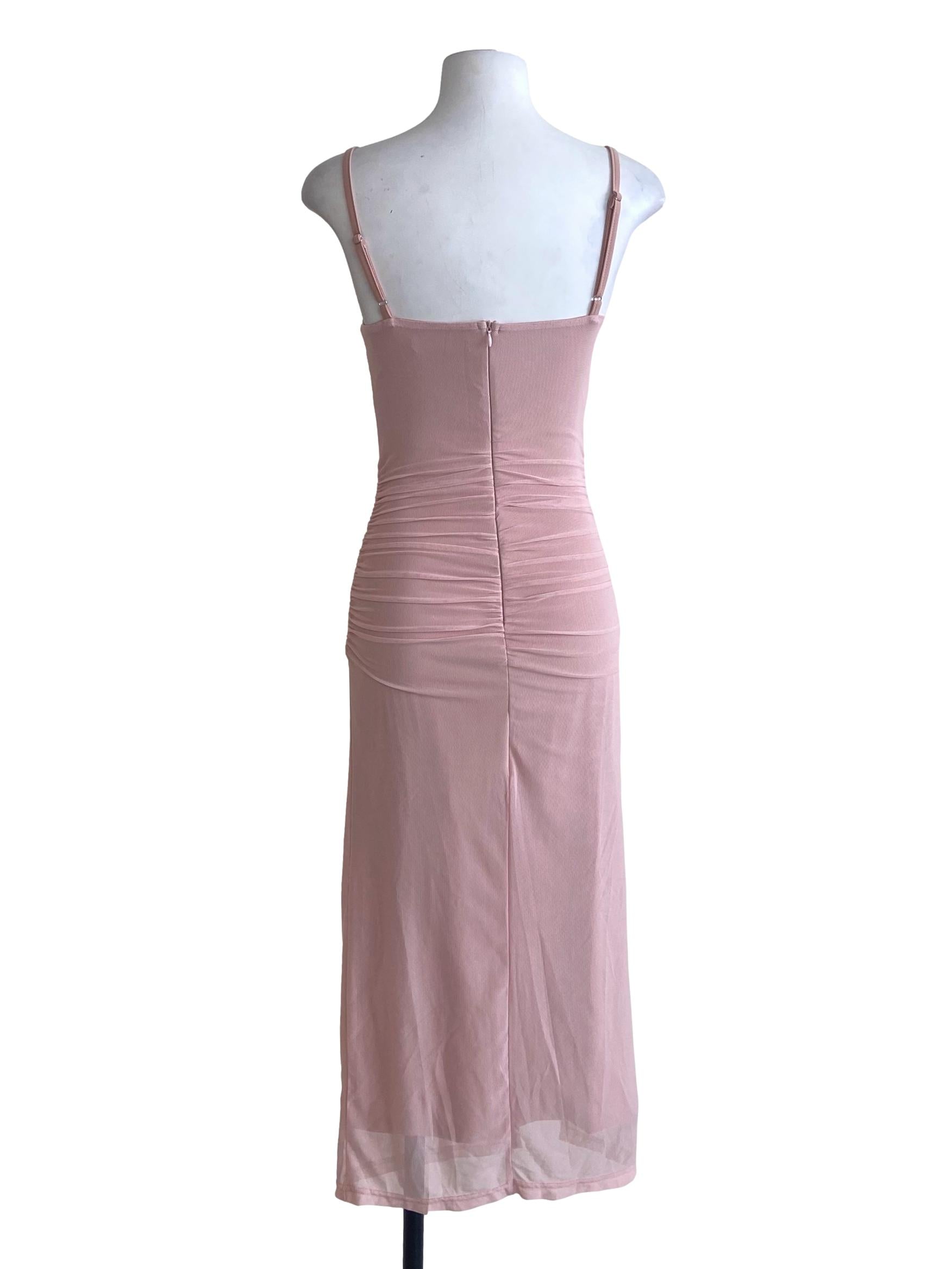 Ballet Slipper Pink Slit Bodycon Dress