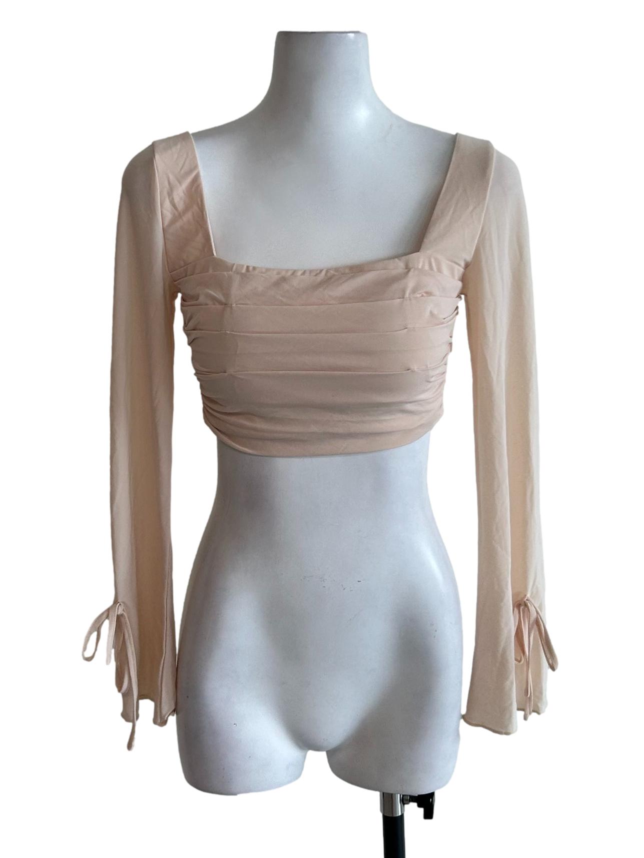 Cream Long Sleeve Padded Top