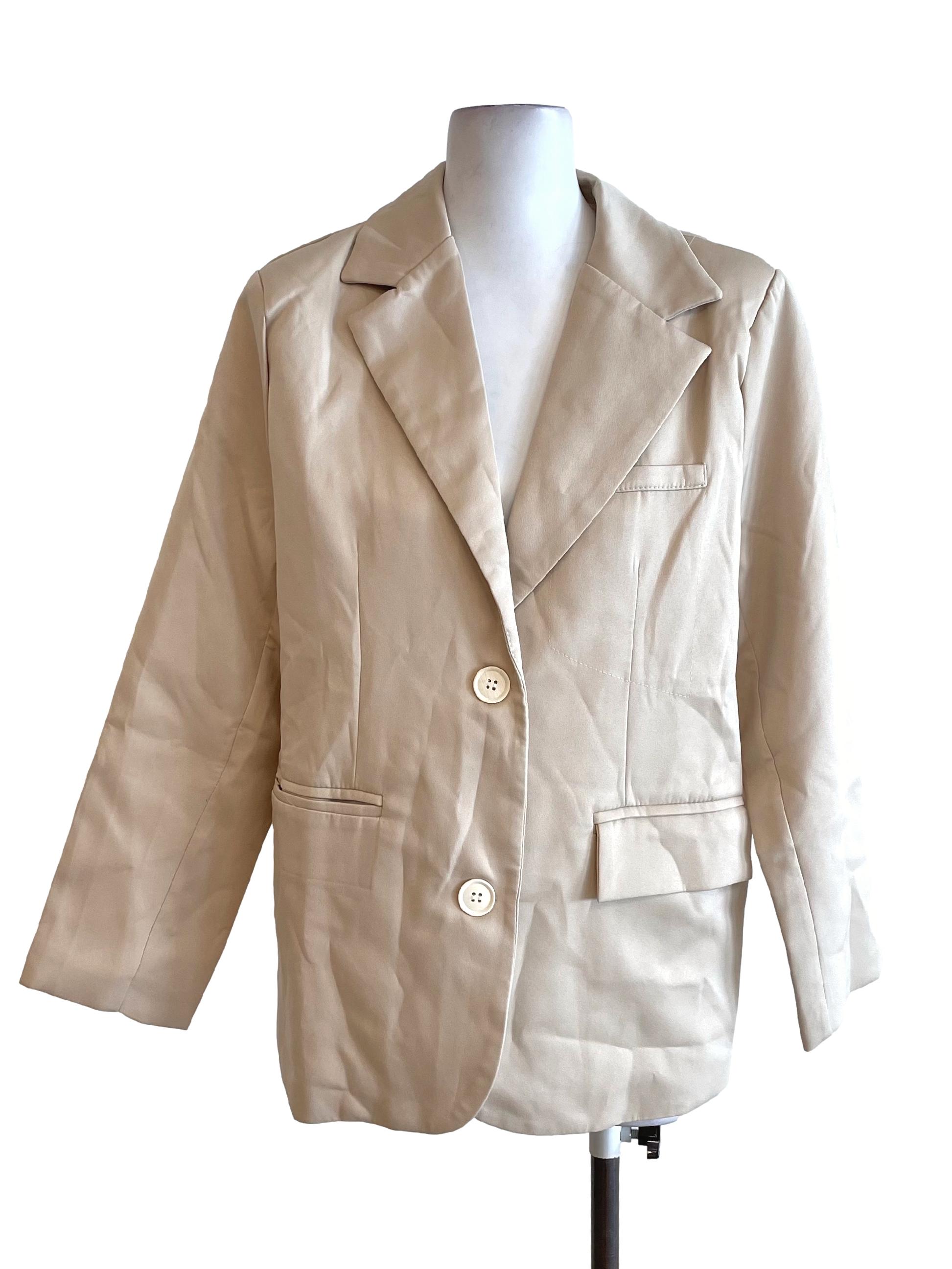 Beige Single Breasted Blazer