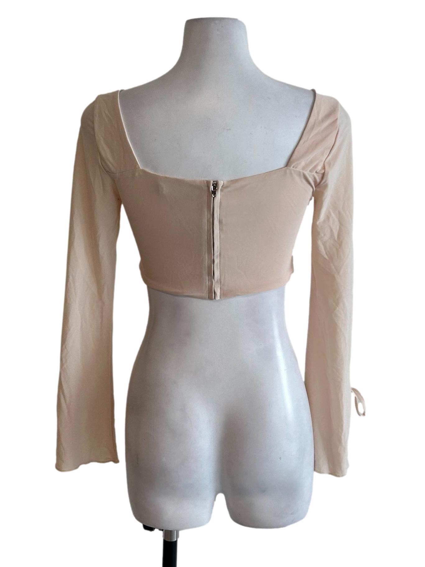 Cream Long Sleeve Padded Top