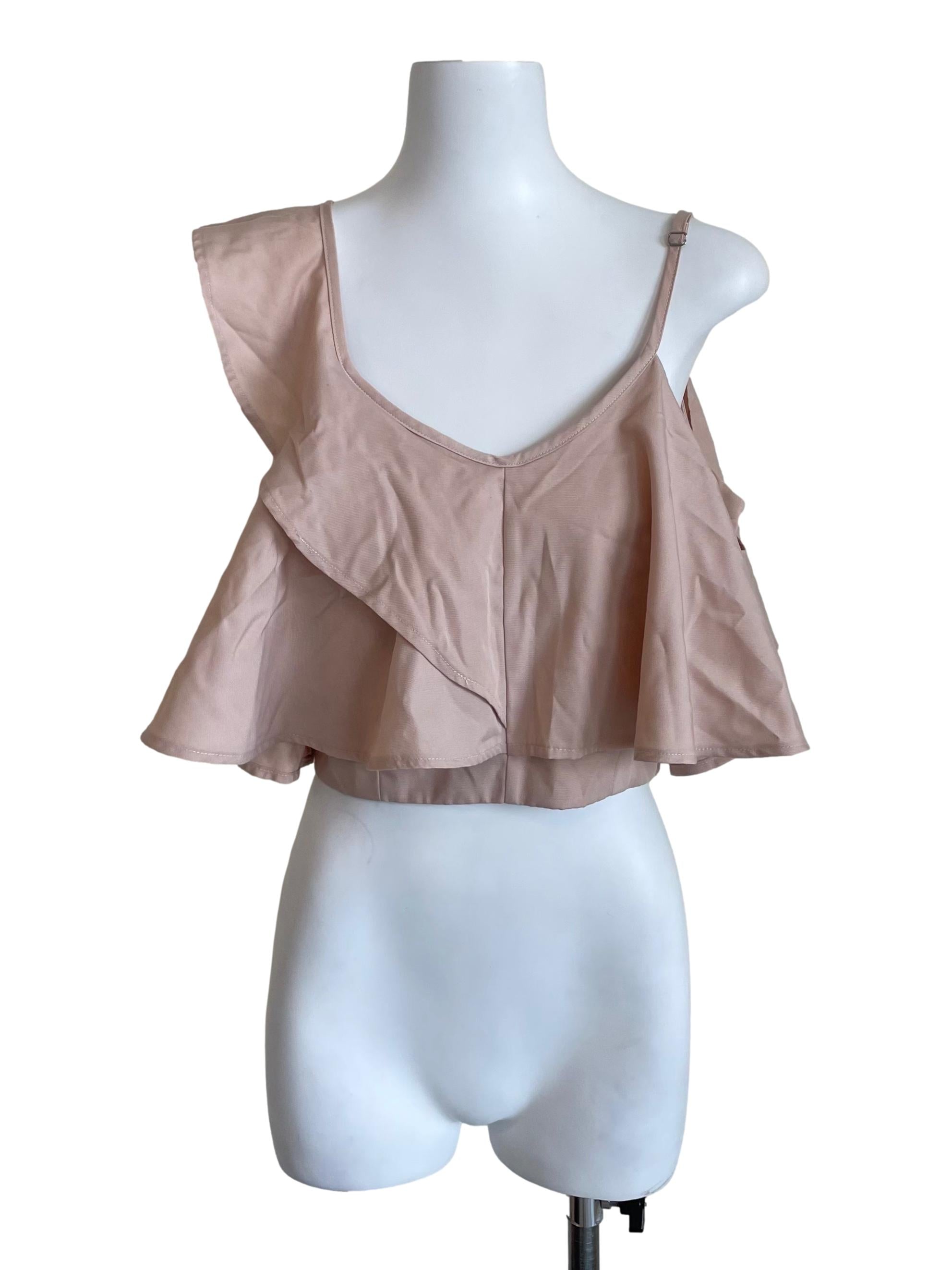 Nude Beige Layer Scoop Neck Top