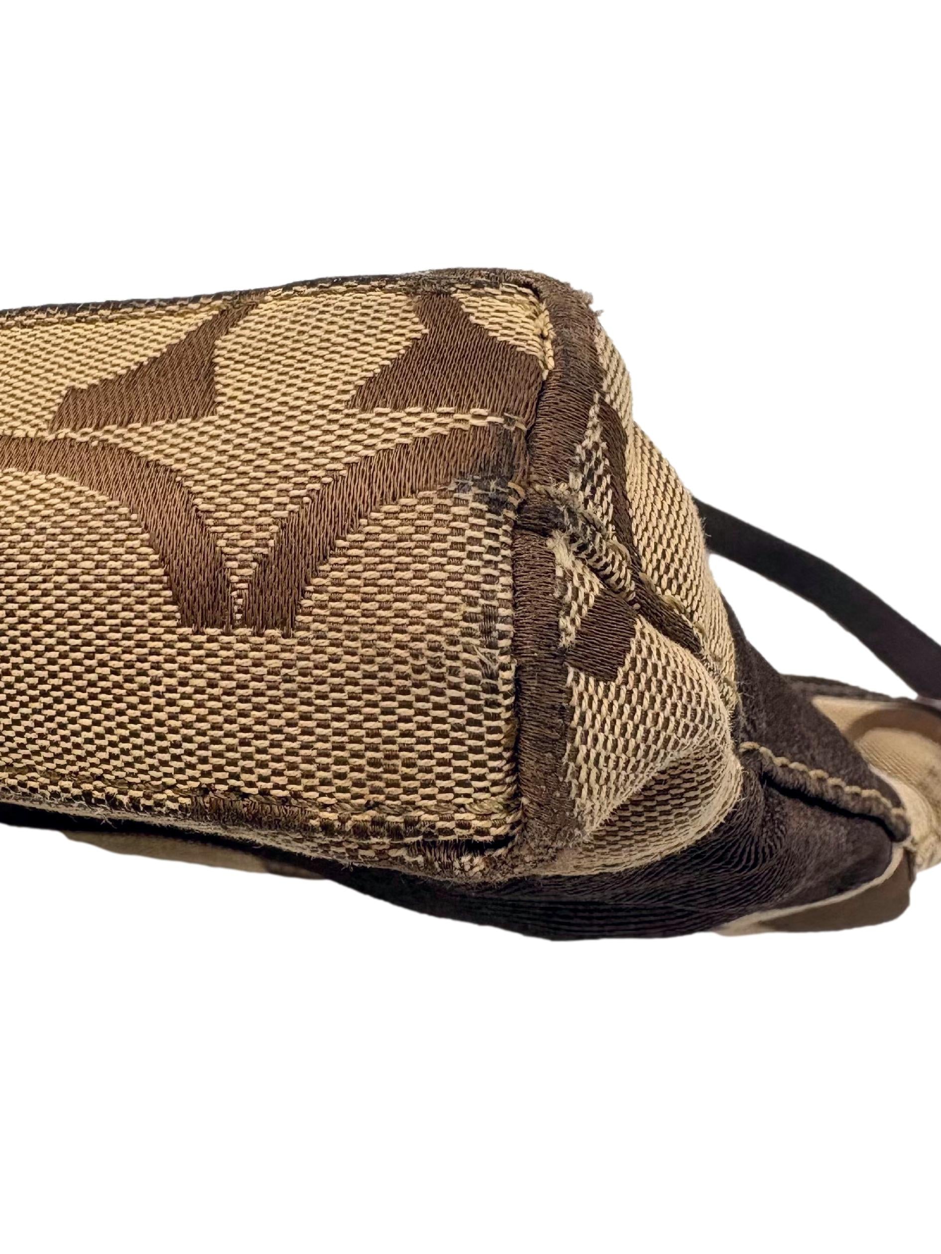 Brown And Beige Canvas Shoulder Bag