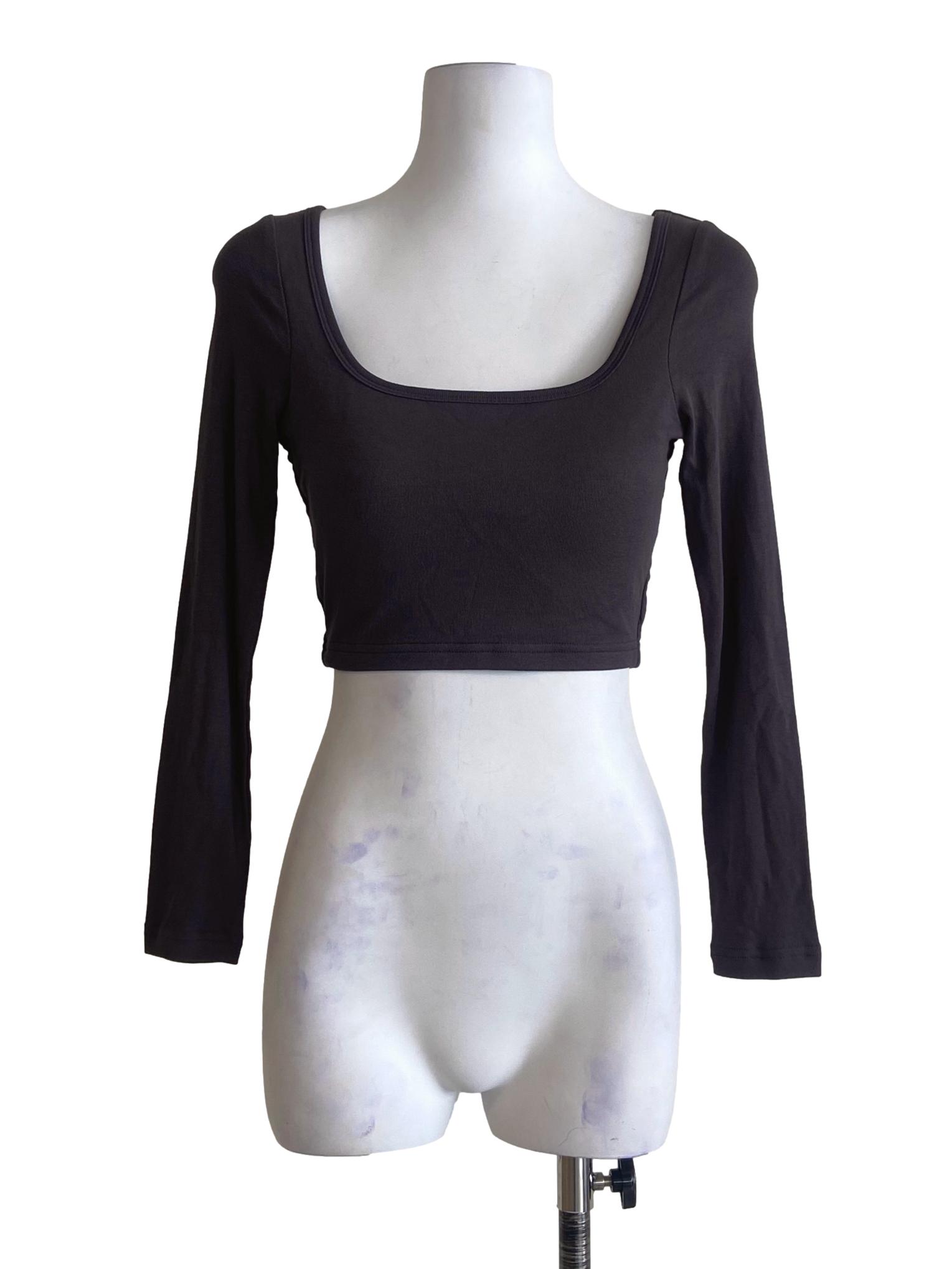 Ash Grey Square Neck Crop Top