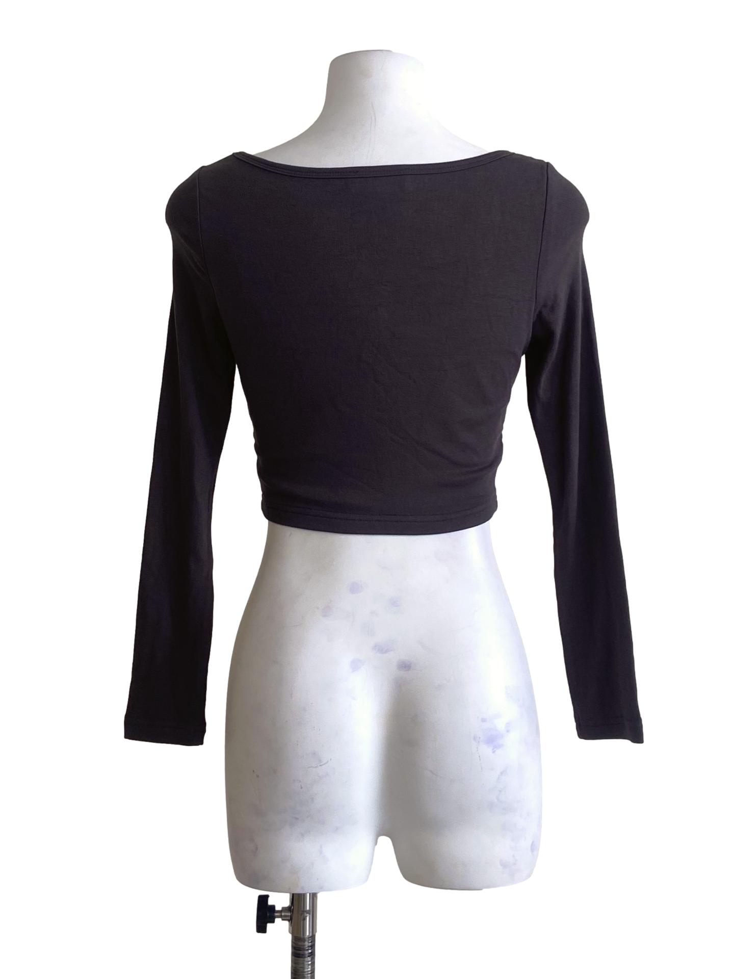 Ash Grey Square Neck Crop Top