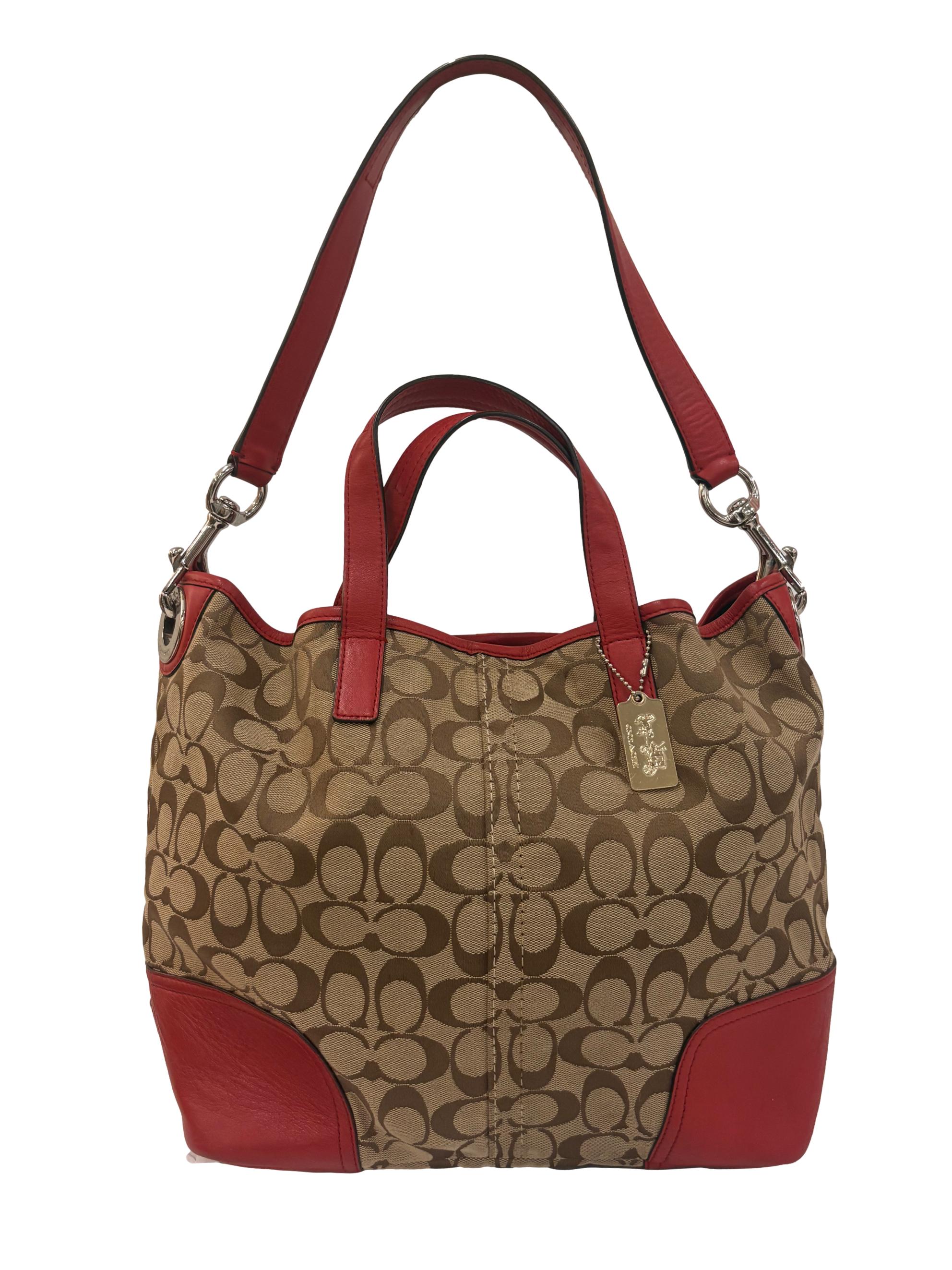Brown And Red Signature Canvas Tote Bag