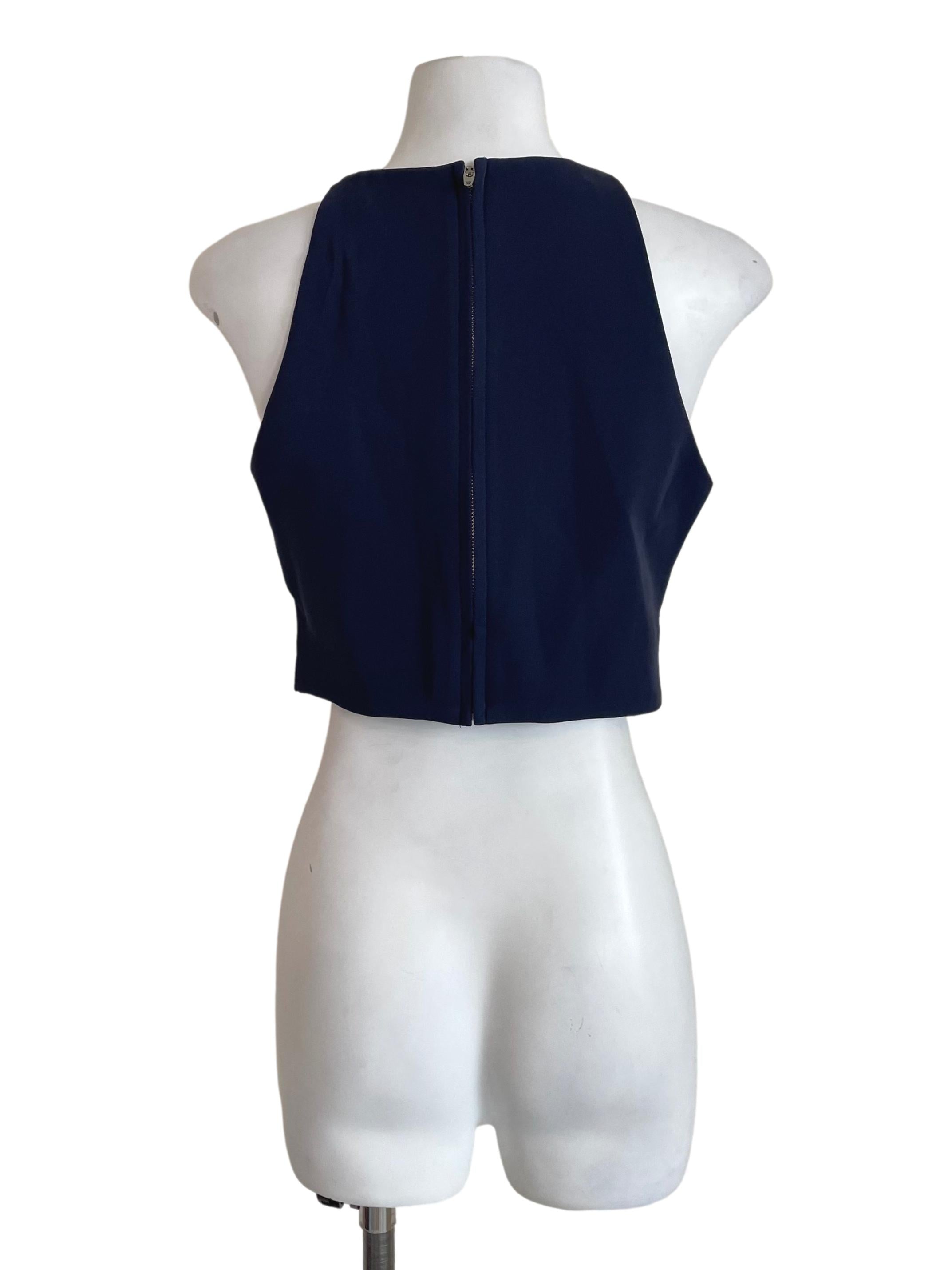 Navy Sleeveless Crop Top
