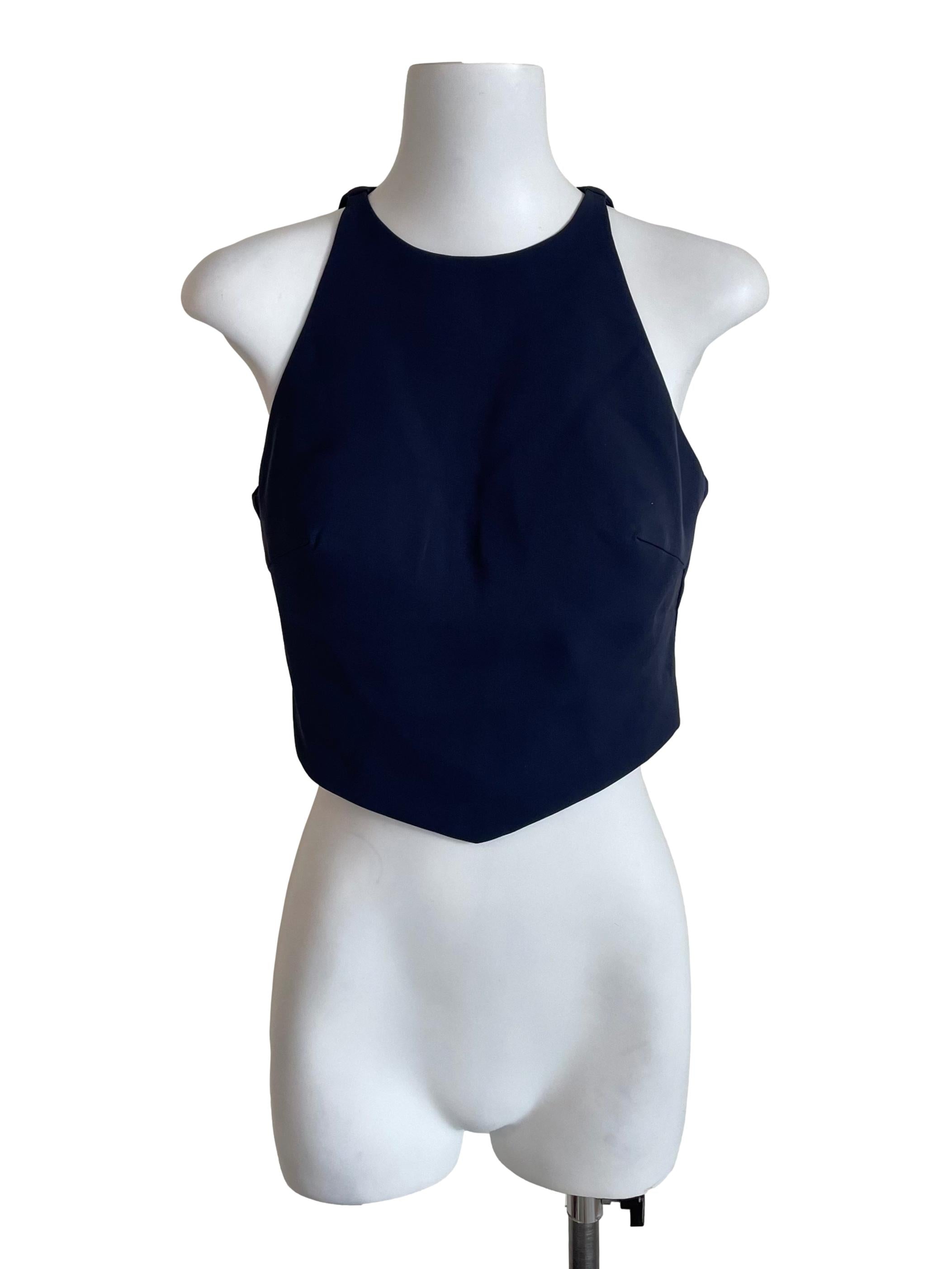 Navy Sleeveless Crop Top