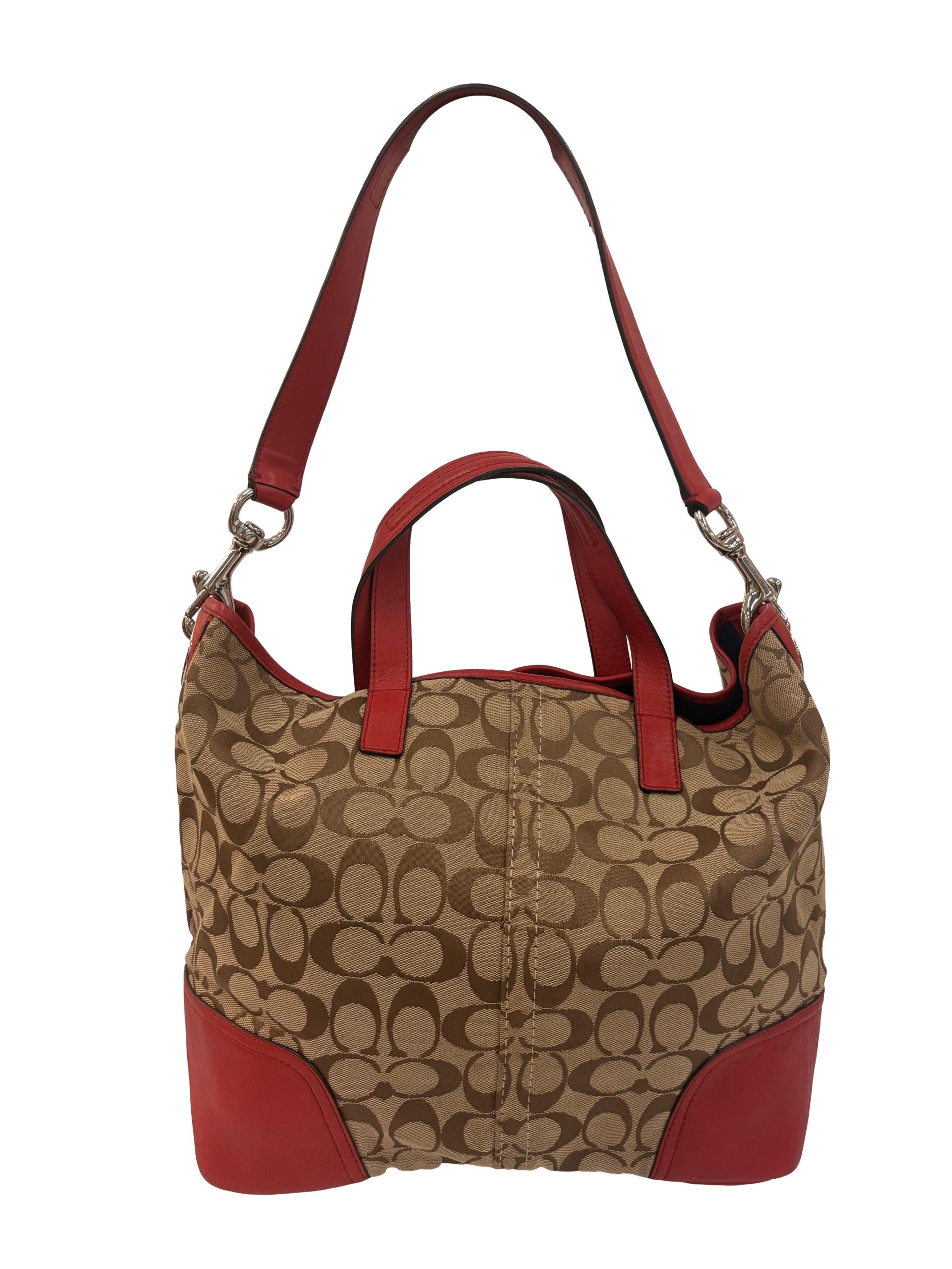 Brown And Red Signature Canvas Tote Bag